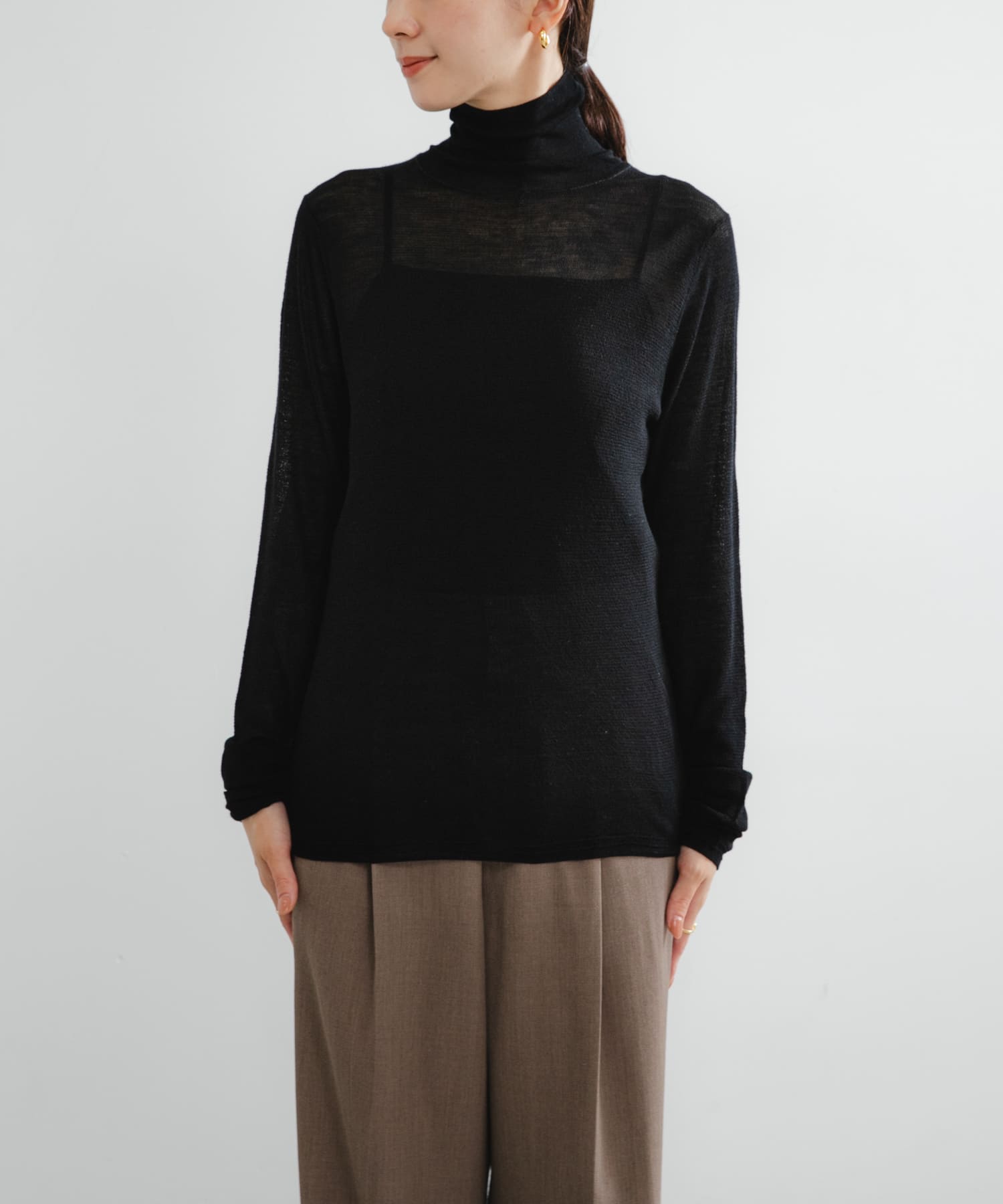 new basic　LOA THERMAL TURTLEKNIT BLACK FREE