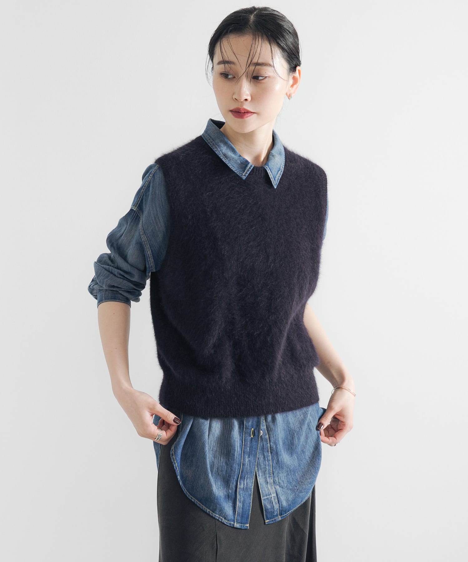 FOX/CASHMEREクルーネックベスト