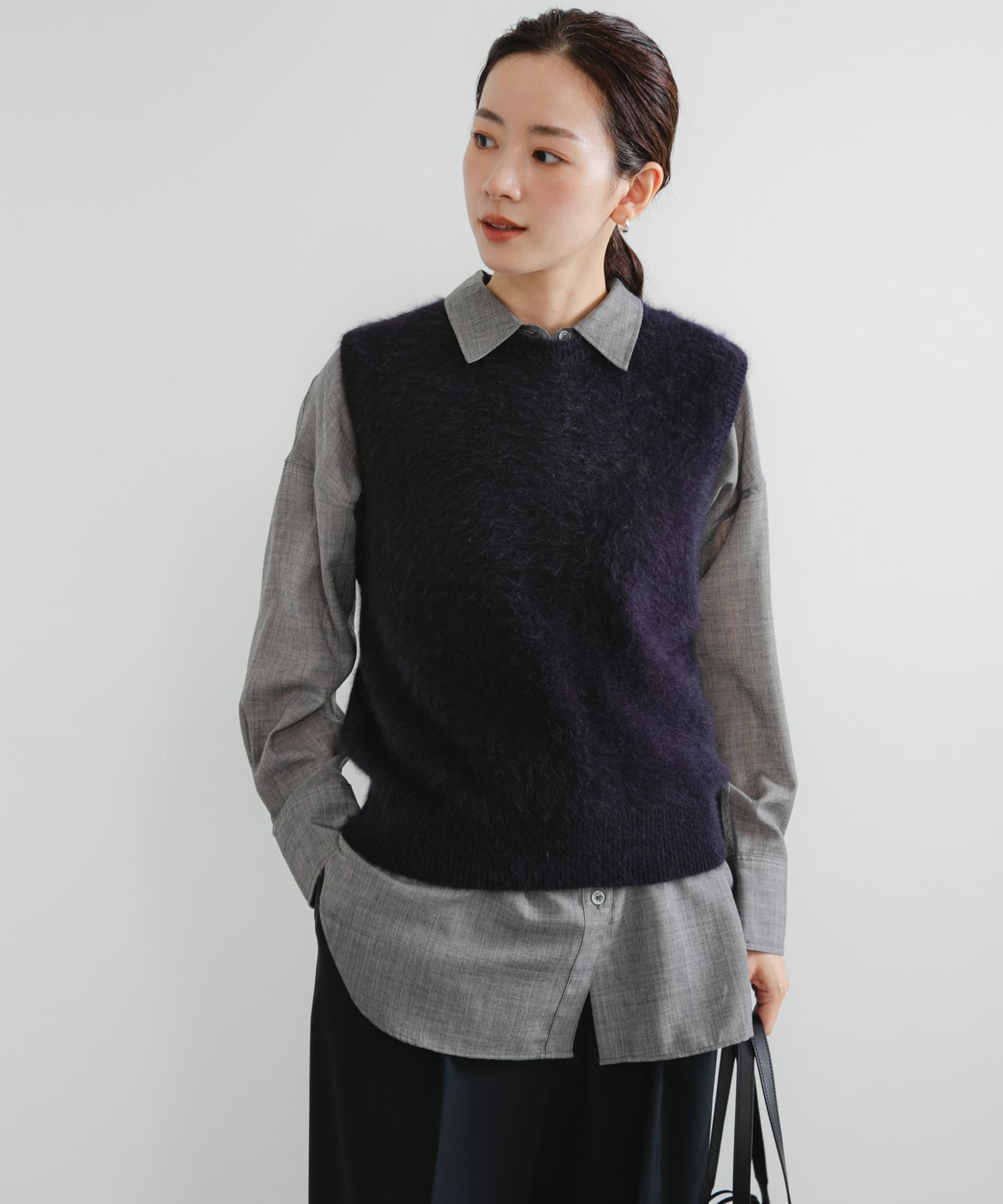 FOX/CASHMEREクルーネックベスト(FREE NAVY): トップス｜URBAN