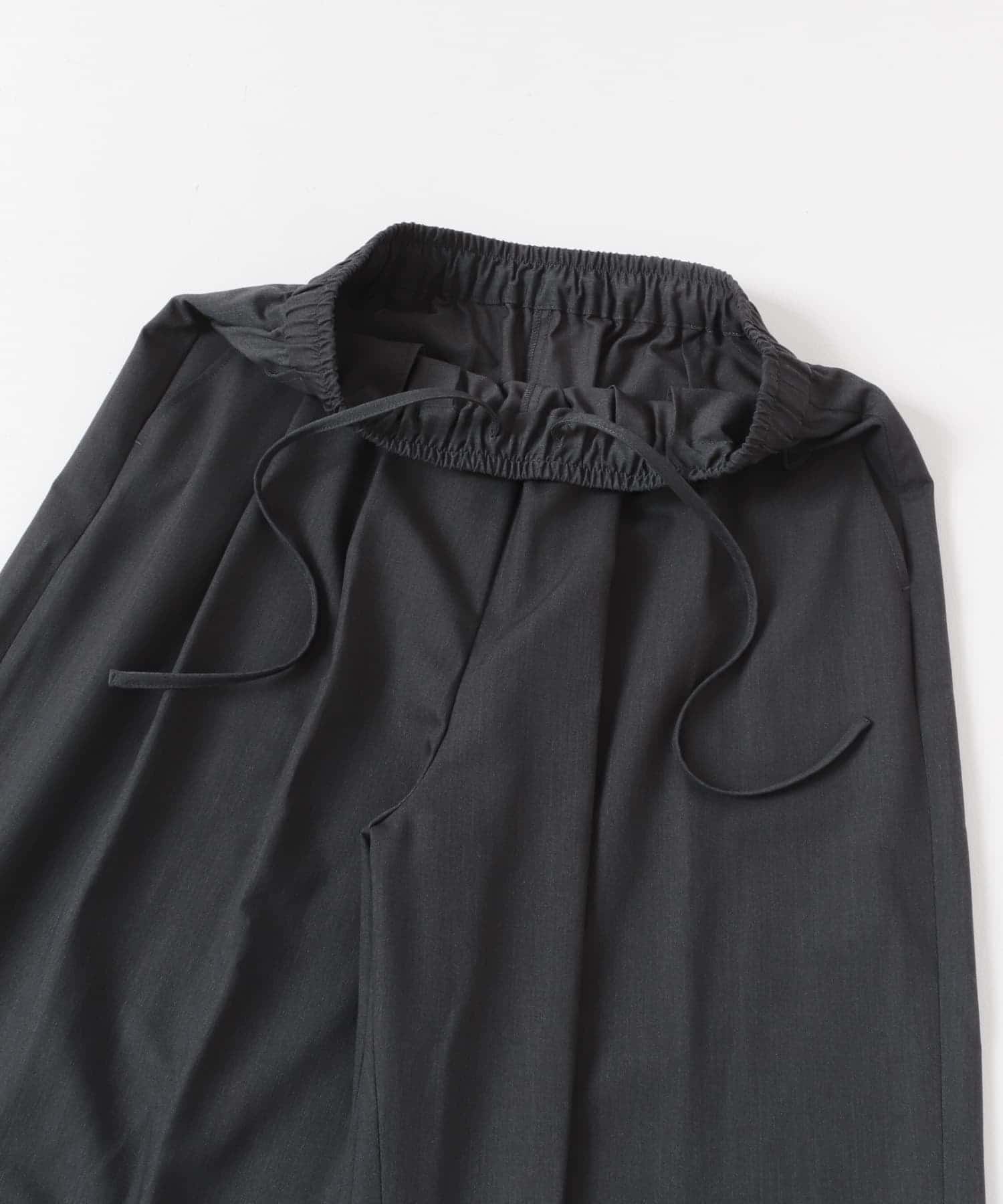 『3サイズ展開』『イージーケア』 ウール混タックギャザーストレートパンツ CHARCOAL 36