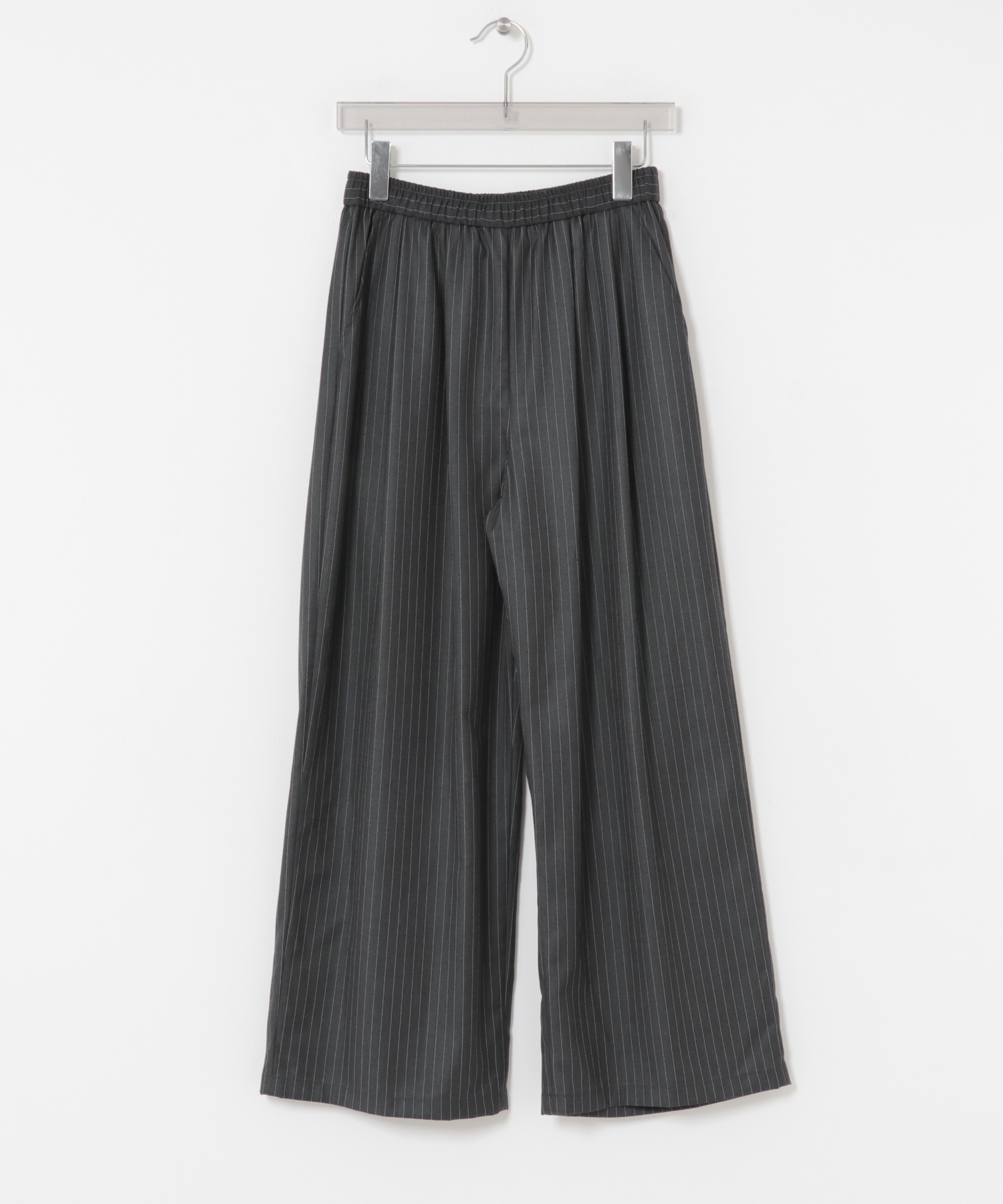 『3サイズ展開』『イージーケア』 ウール混タックギャザーストレートパンツ CCL STRIPE 36