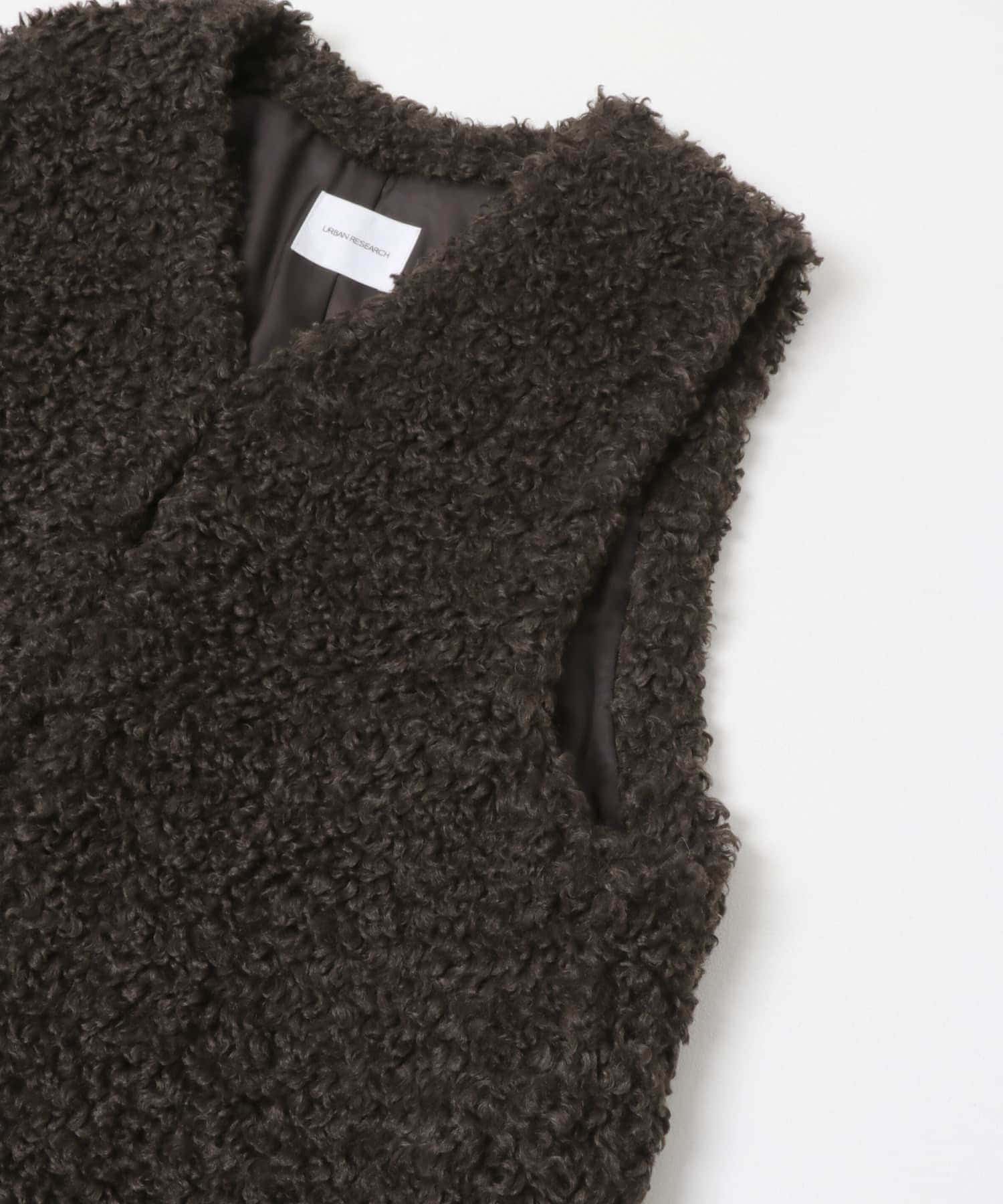 ECOPELカーリーファーベスト D.BROWN FREE