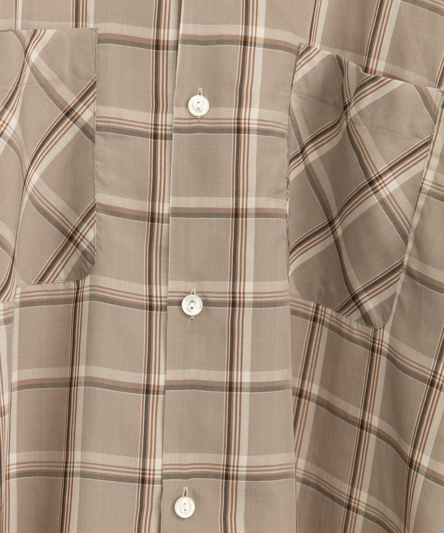 WORK NOT WORK　Open Collar Checked Shirts L.BROWN L
