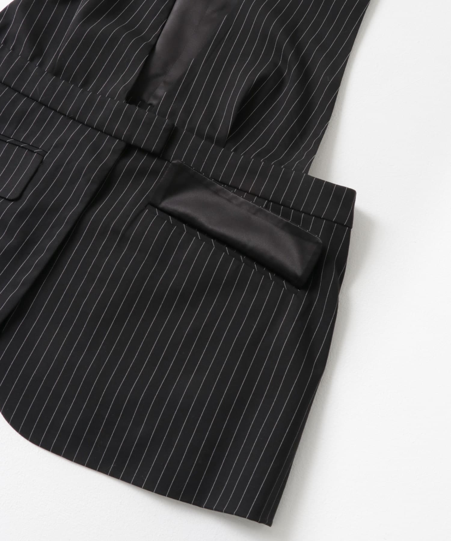 Po/　Stripe vest stripe blk FREE