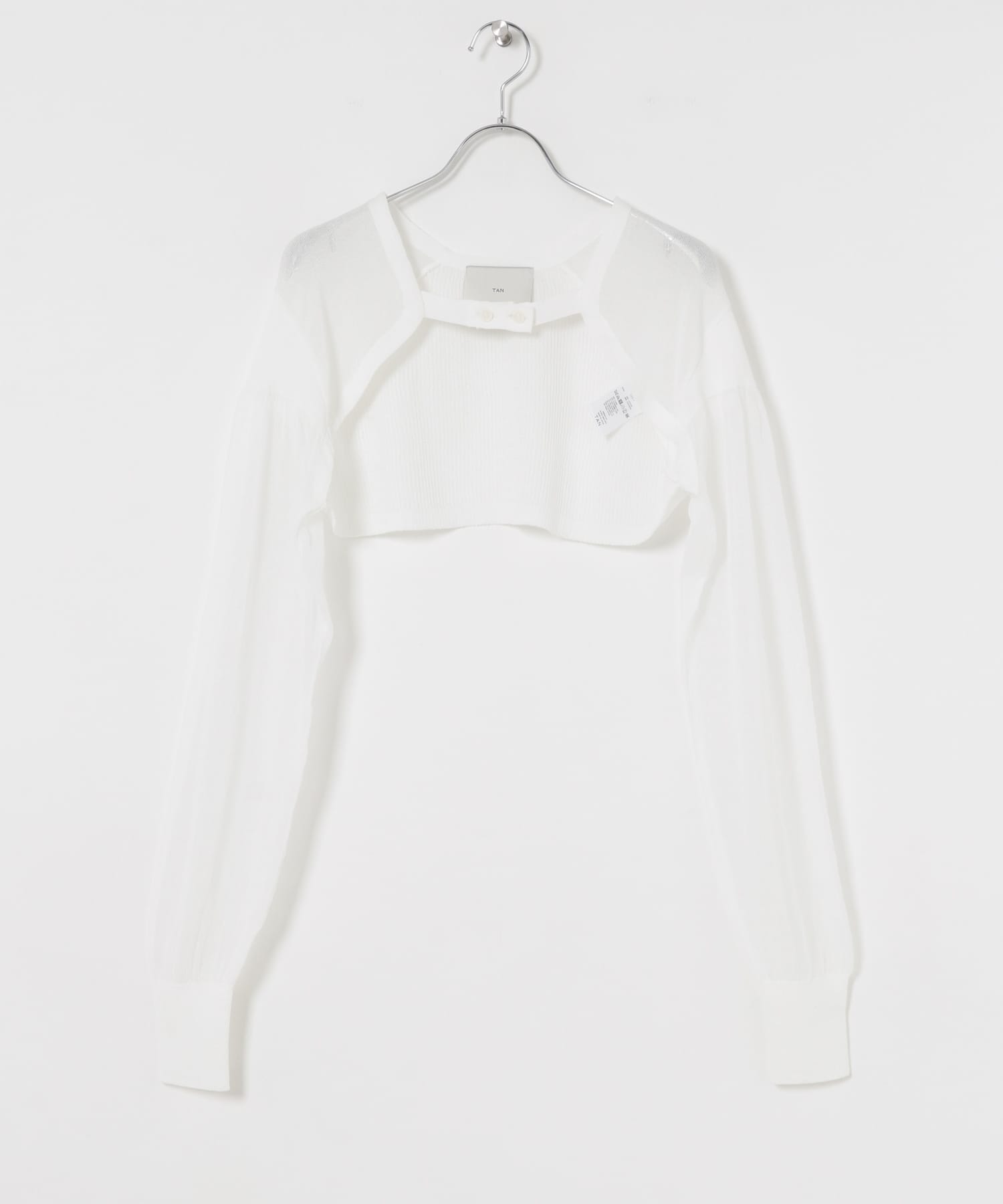 TAN　SHEER PUFFED BOLERO OFF WHITE FREE