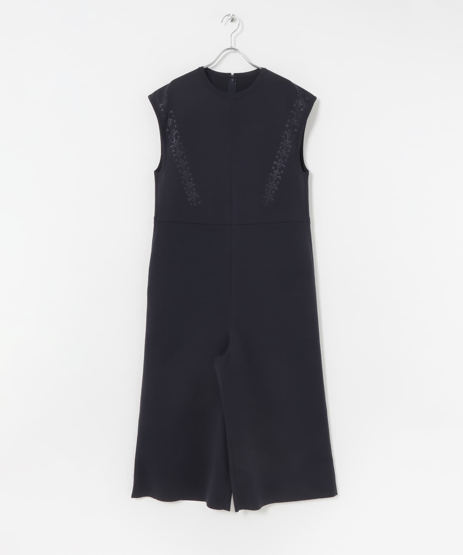 TAN　EMBOSS KNITTED ROMPERS D NAVY FREE