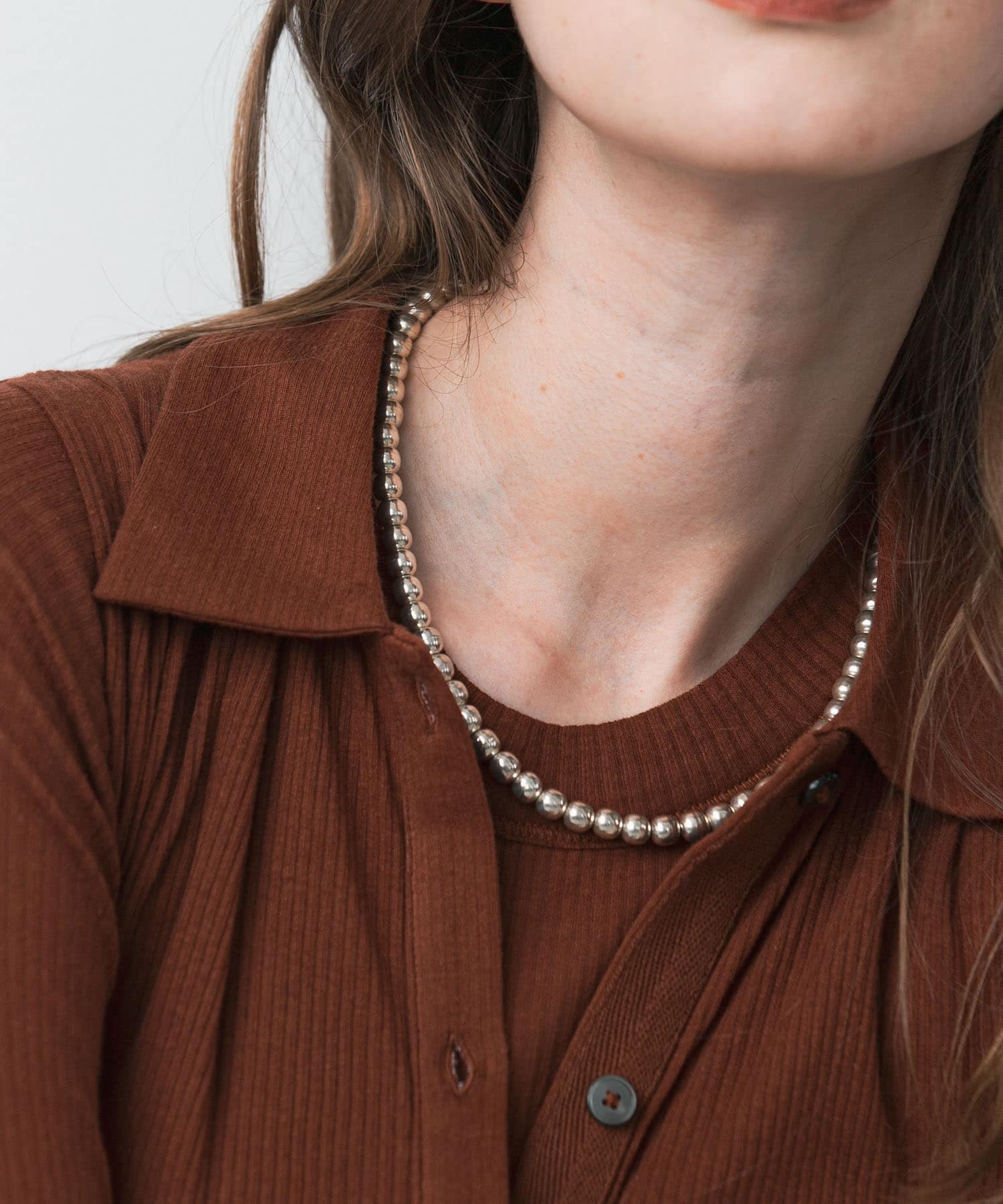 ERICKA NICOLAS BEGAY　Plain Design Nacklace 7mm Shiny -