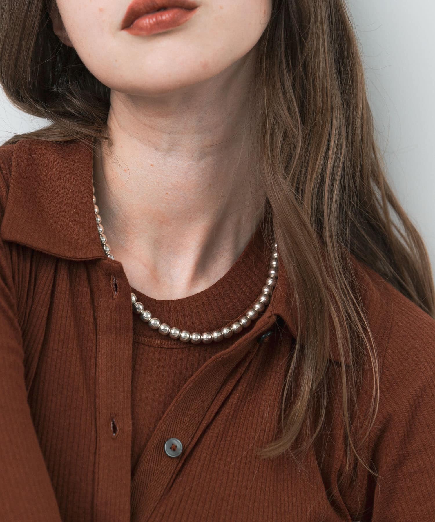 ERICKA NICOLAS BEGAY　Plain Design Nacklace 7mm Shiny -
