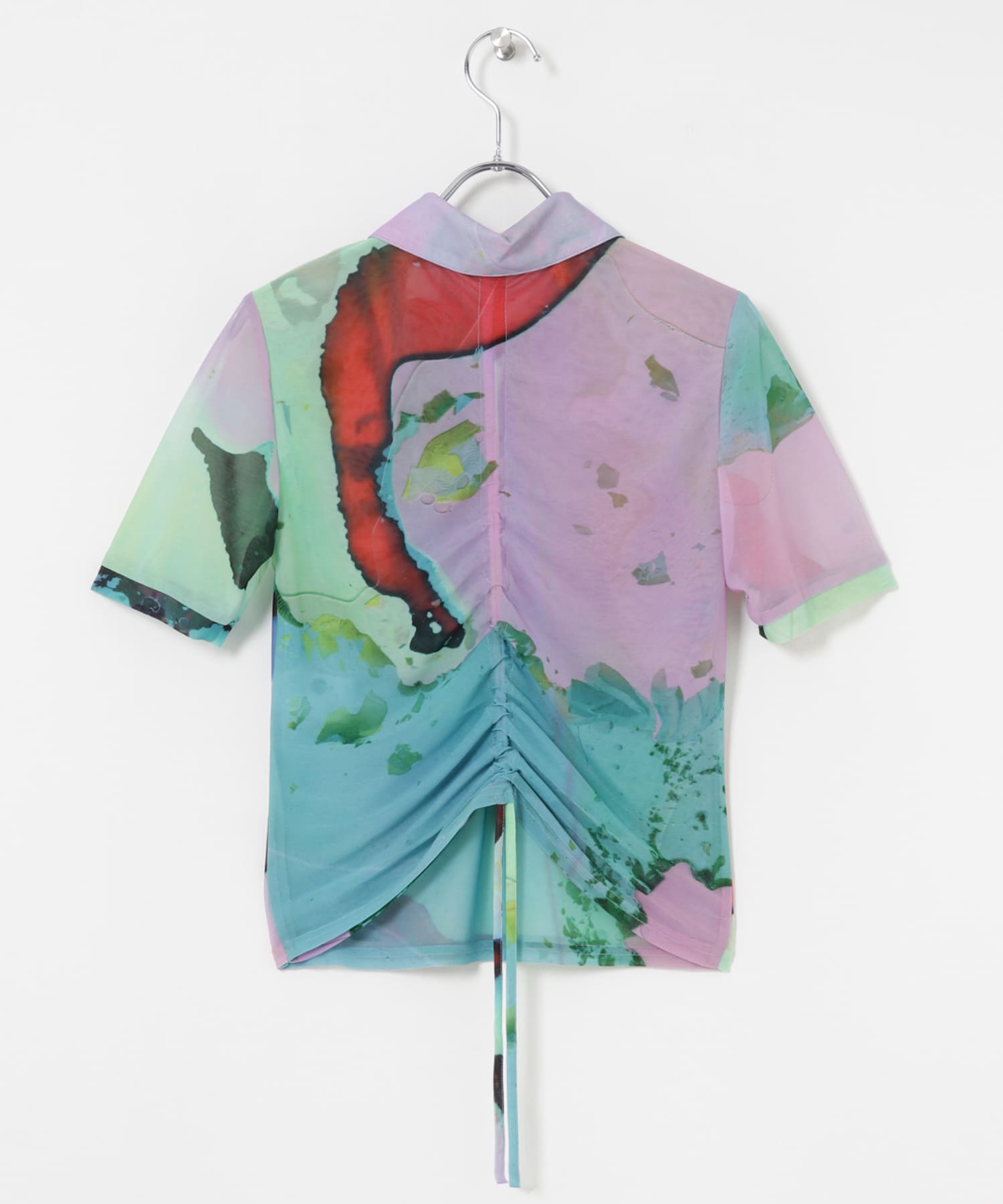 TARO HORIUCHI　Print Sheer Polo Top color 0