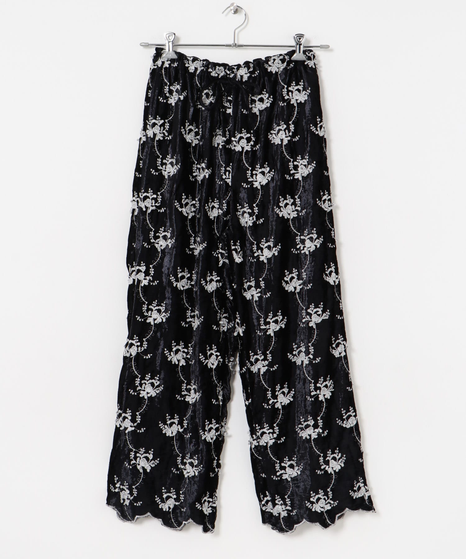 crinkle crinkle crinkle　velvet embroidery pants SILVERLAME FREE