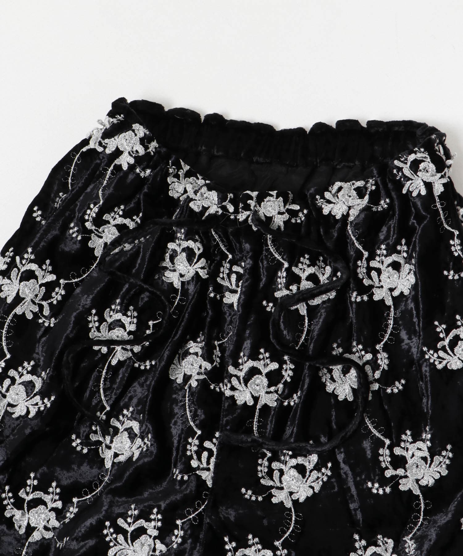crinkle crinkle crinkle　velvet embroidery pants SILVERLAME FREE