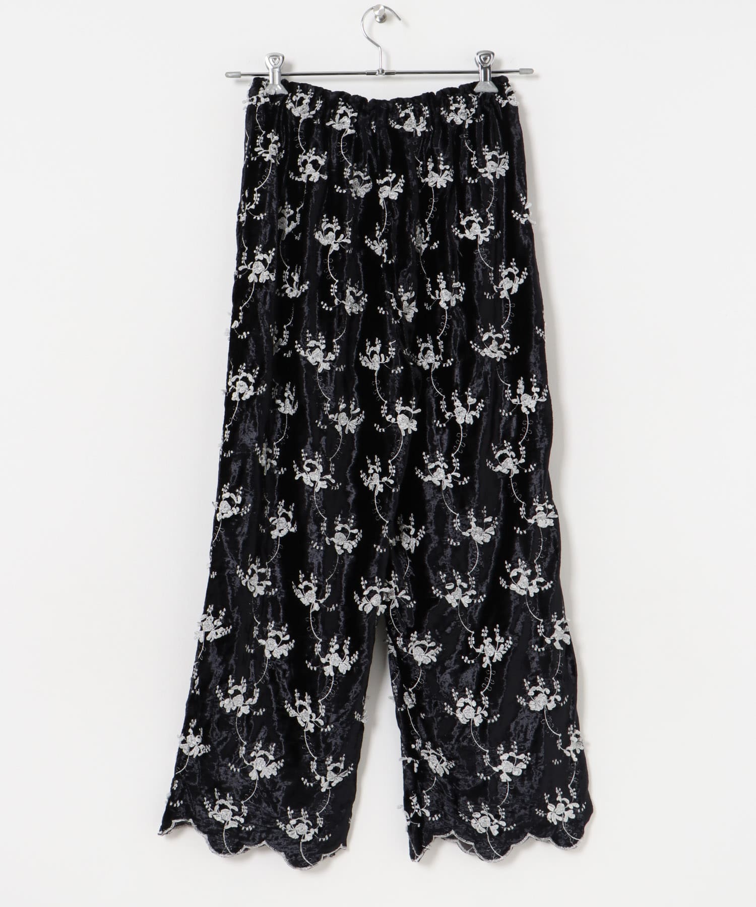 crinkle crinkle crinkle　velvet embroidery pants SILVERLAME FREE
