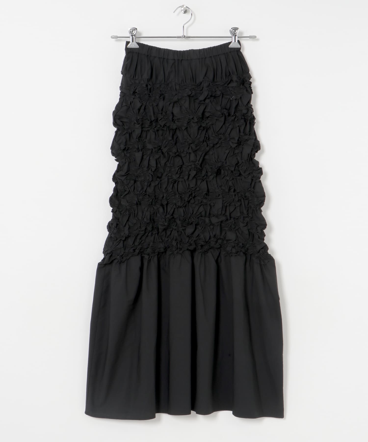 RUMCHE　Cotton Shirring Skirt BLACK FREE