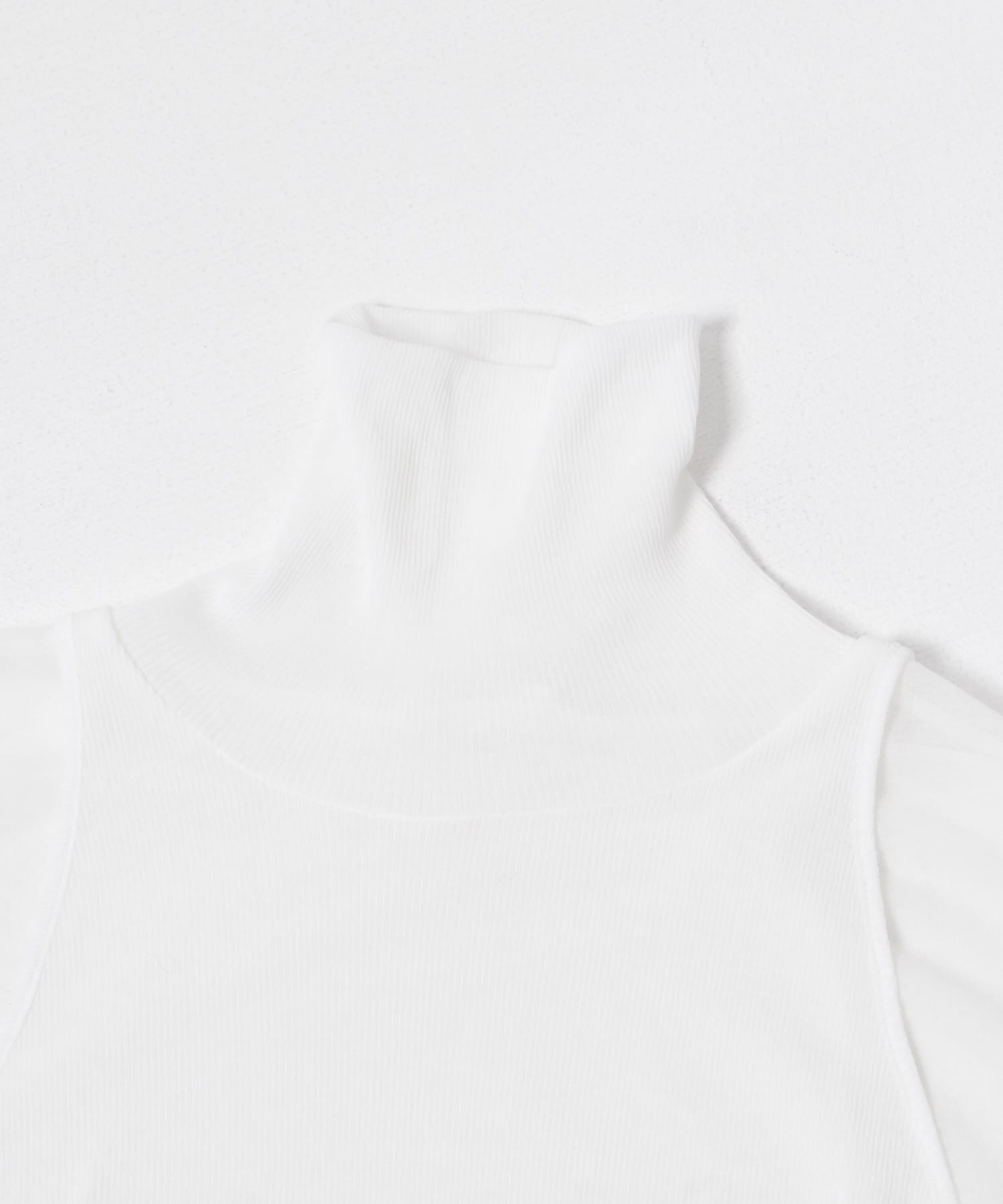 SEEALL　LAYERED SHEER HIGH-NECK T-SHIRTS WHITE FREE