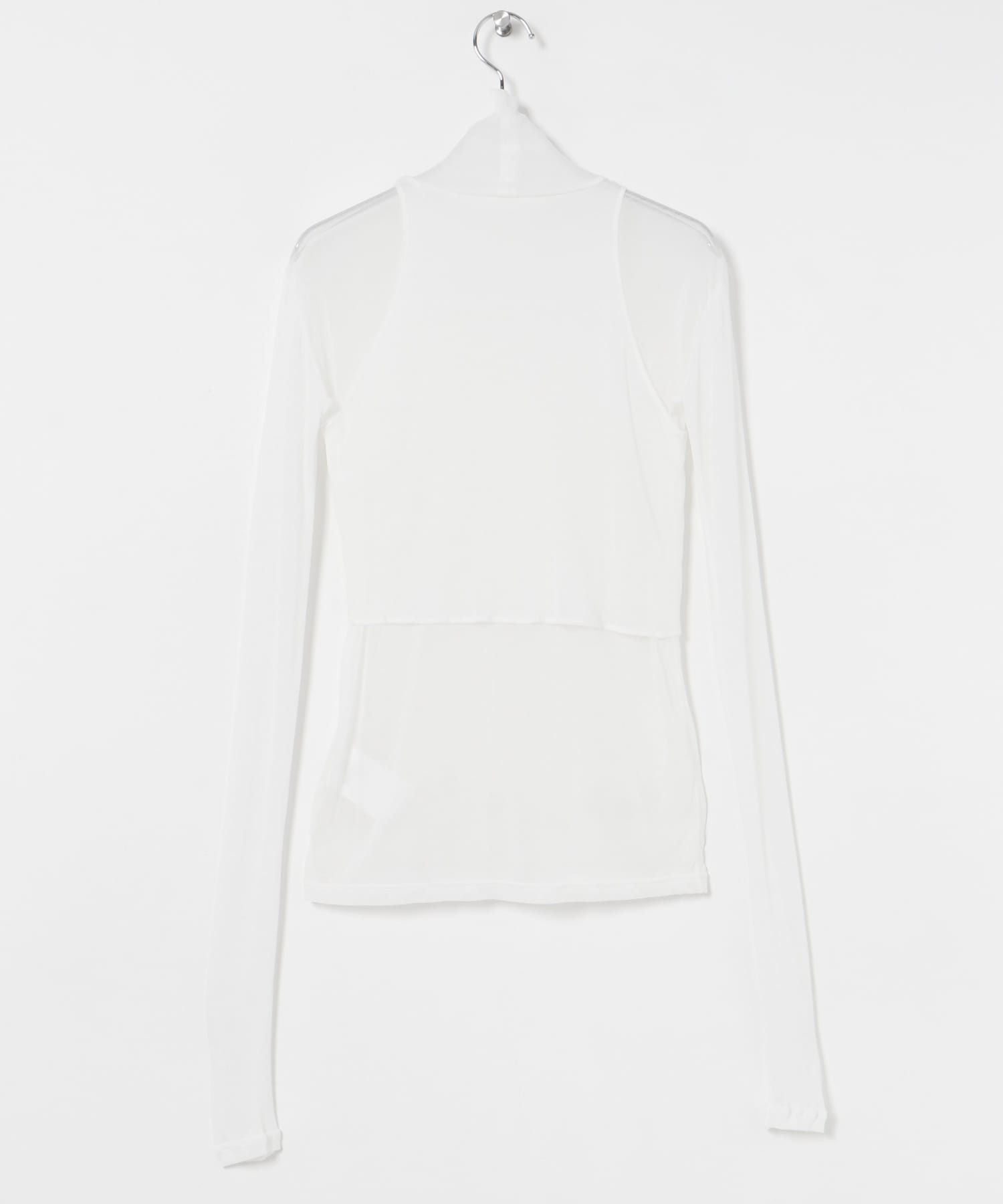 SEEALL　LAYERED SHEER HIGH-NECK T-SHIRTS WHITE FREE