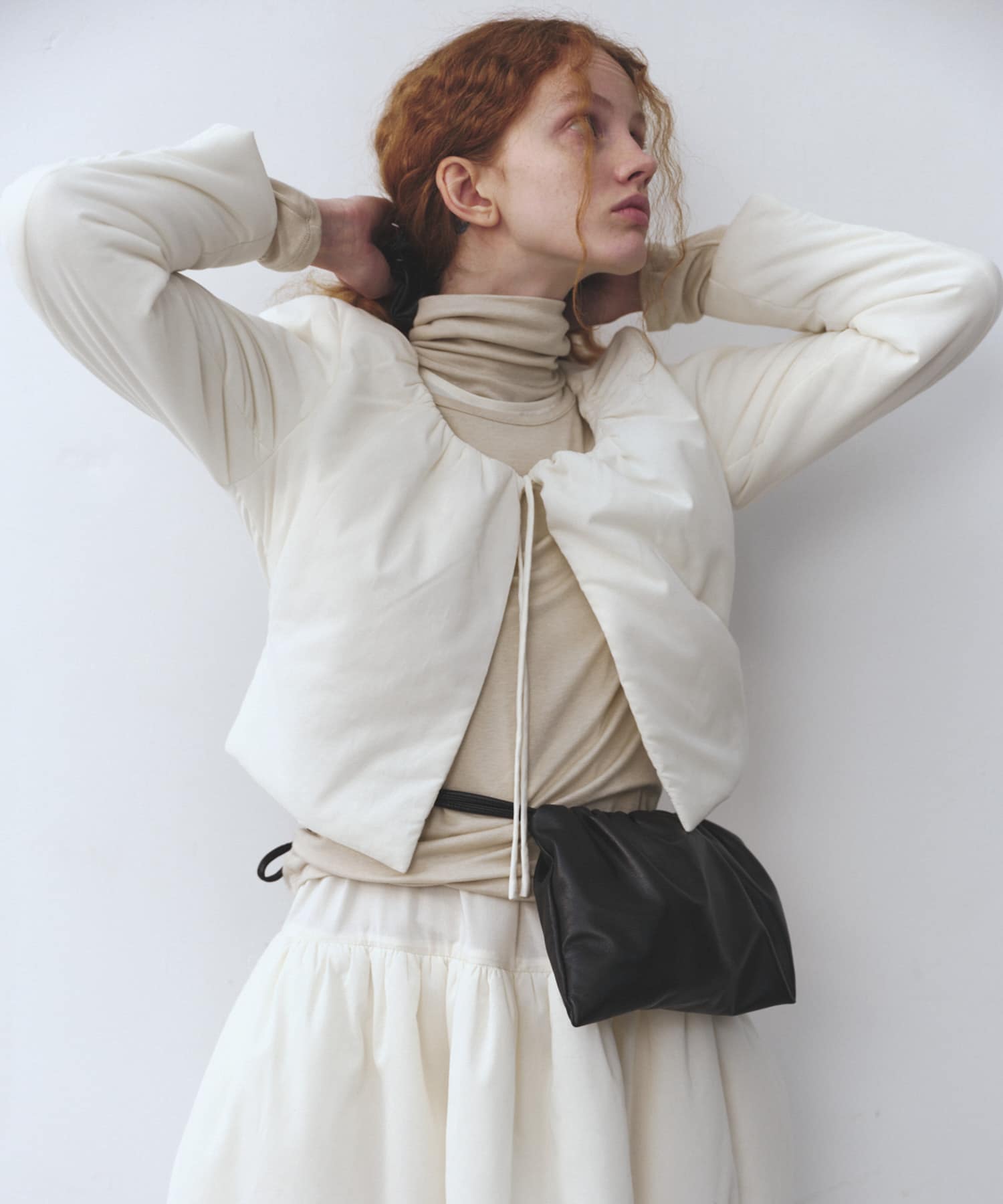 AMOMENTO　SHEER SHIRRING PADDED TOP