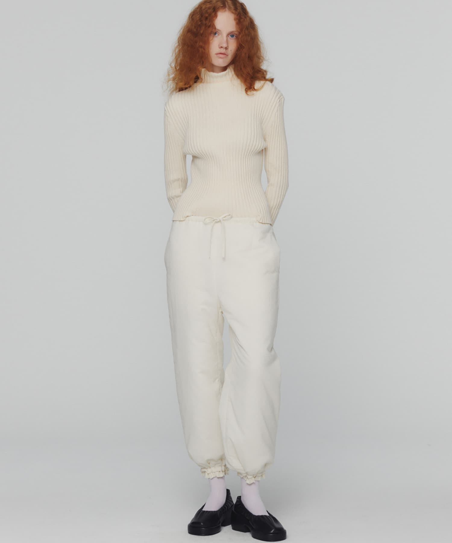 AMOMENTO　SHEER PADDED PANTS IVORY 0