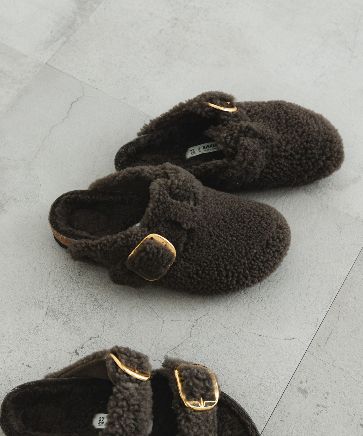 BIRKENSTOCK　BOSTON BIG BUCKLE TEDDY GRAY 36