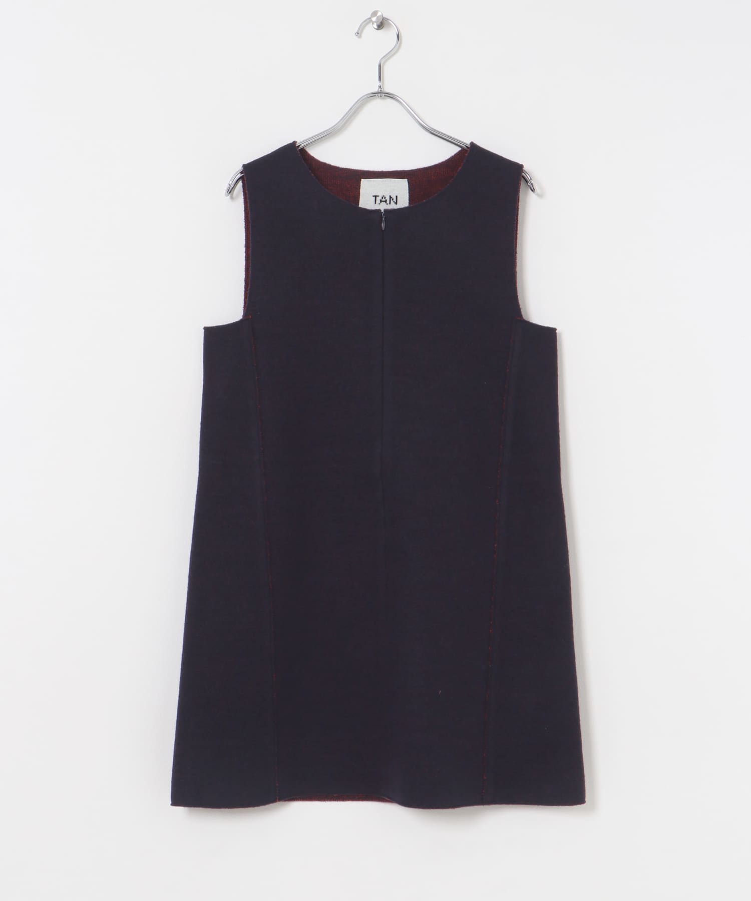 TAN　JACQUARD MINI DRESS NAVY FREE