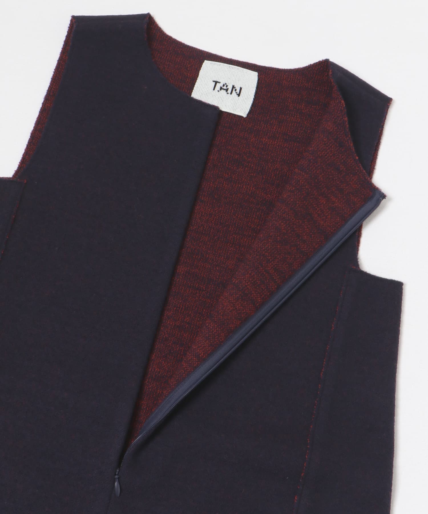 TAN　JACQUARD MINI DRESS NAVY FREE