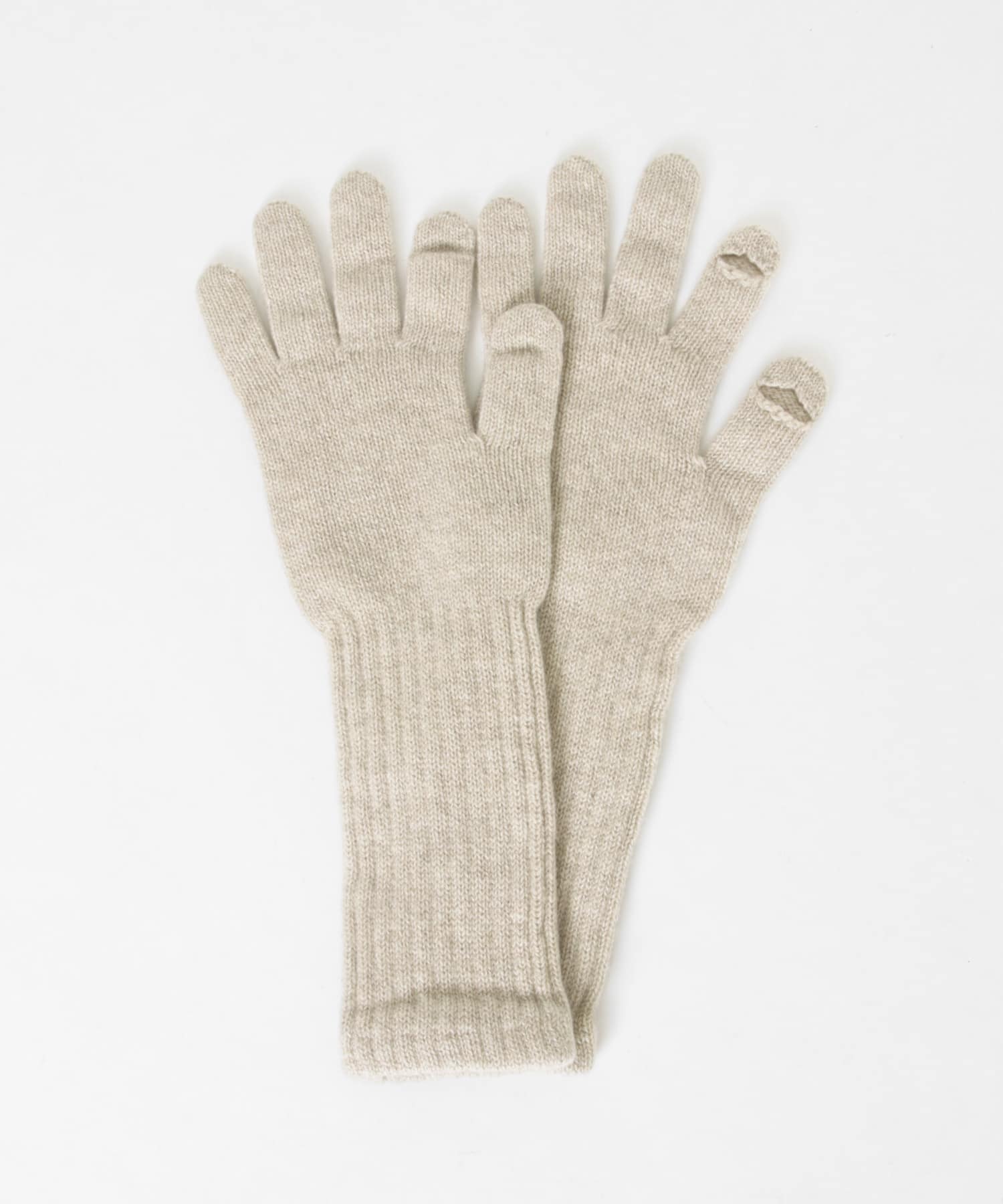William Brunton Hand Knits　long rib cuff Glove OATMEAL -