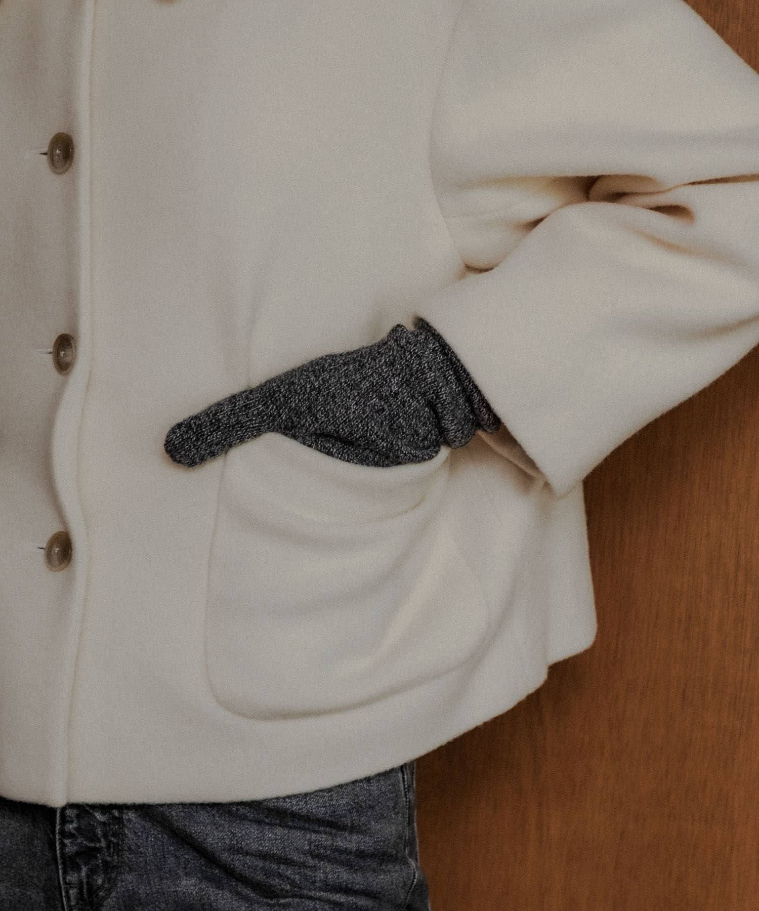 William Brunton Hand Knits　long rib cuff Glove Black MIX -