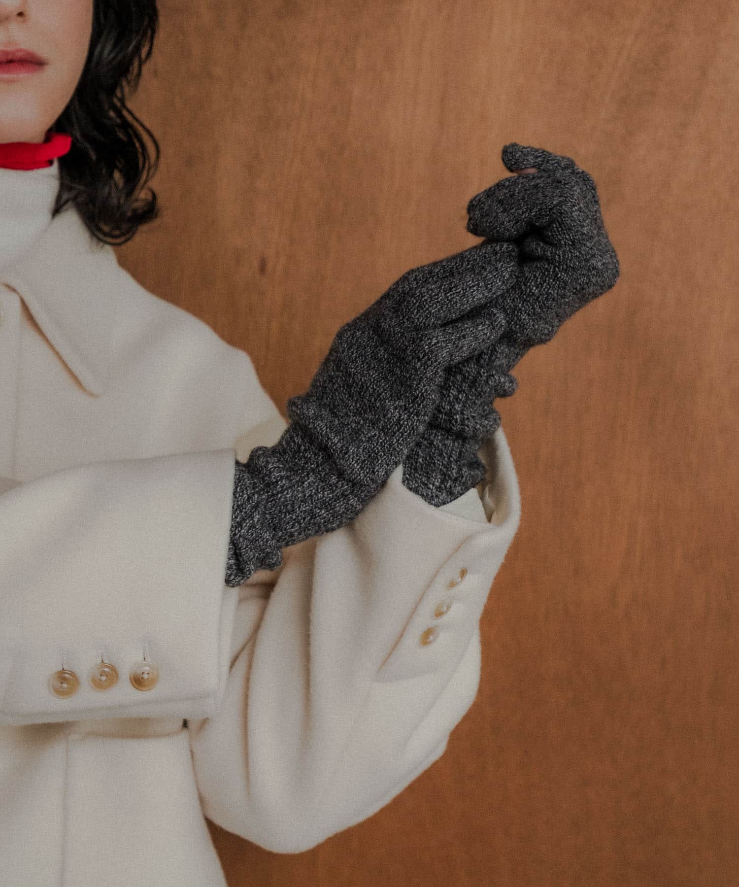 William Brunton Hand Knits　long rib cuff Glove Black MIX -