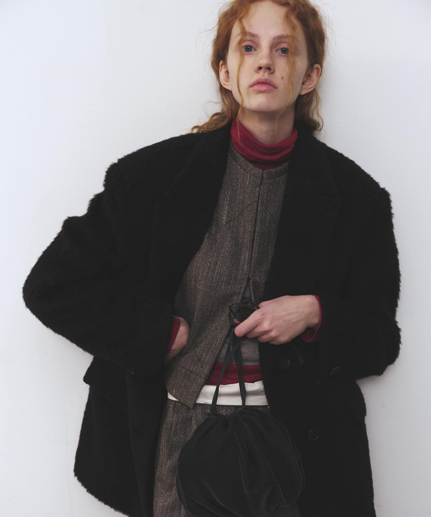 AMOMENTO　WOOL PANELED VEST CHARCOAL 0