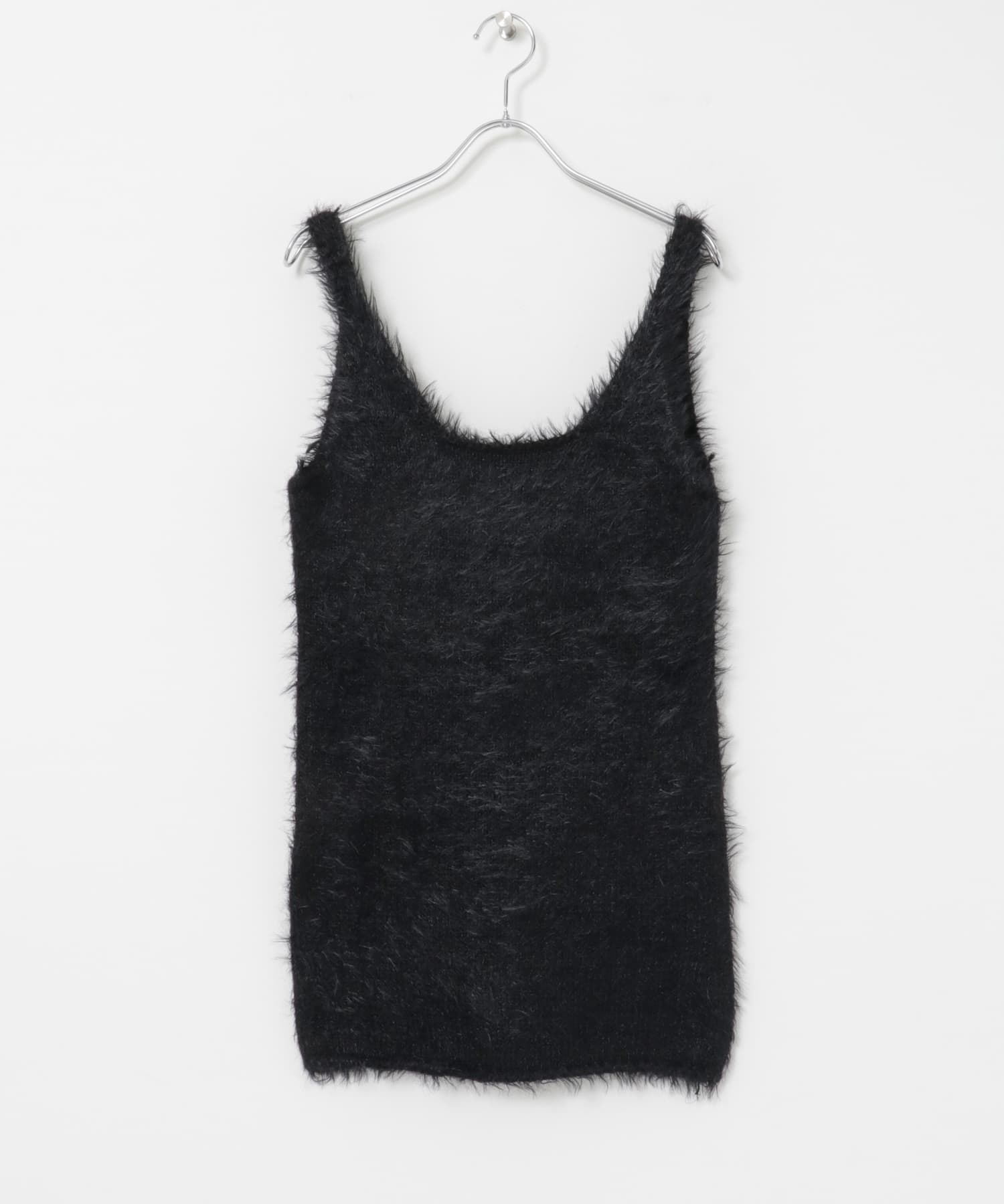 AMOMENTO　SHAGGY KNIT DRESS BLACK 0