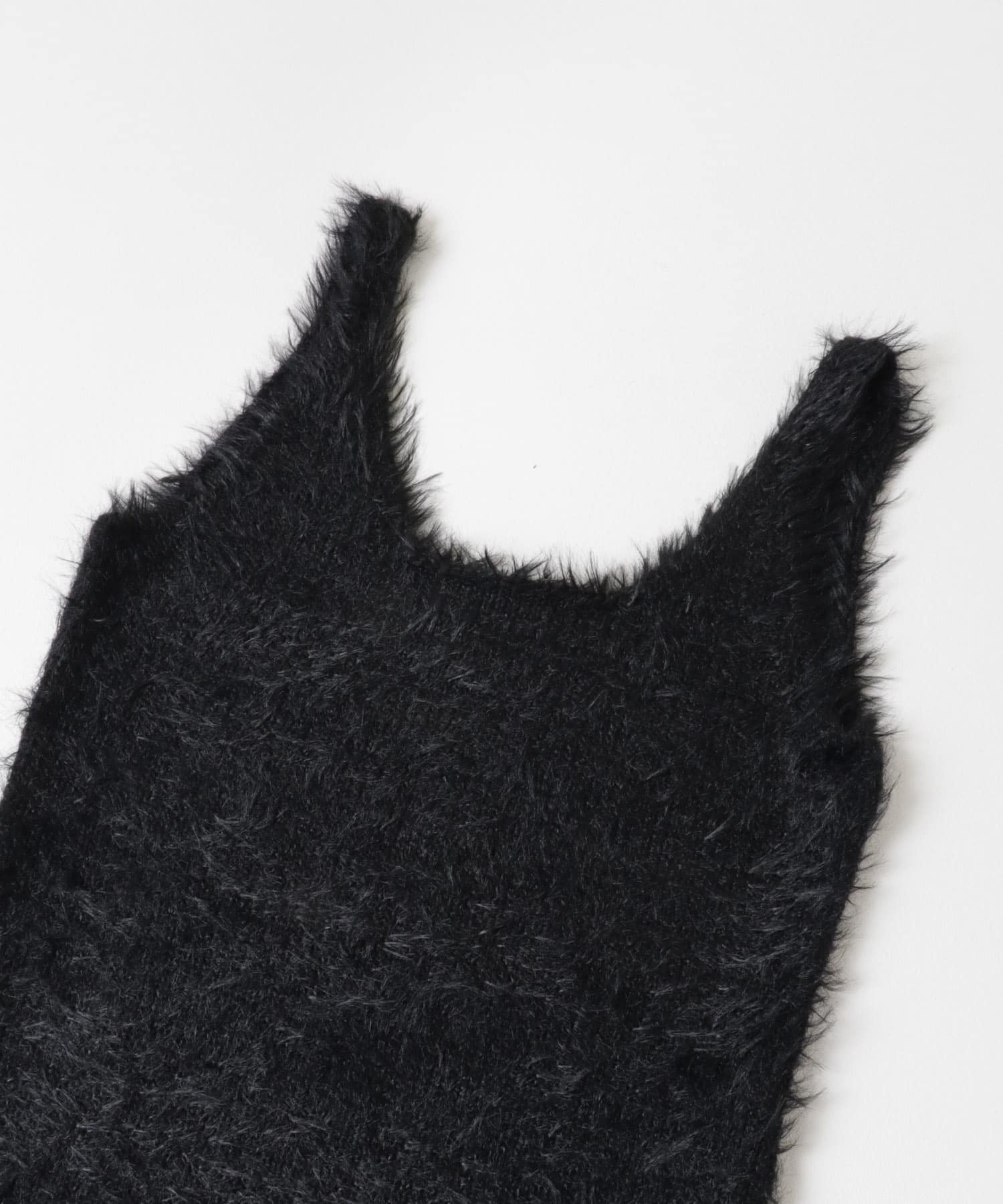 AMOMENTO　SHAGGY KNIT DRESS BLACK 0