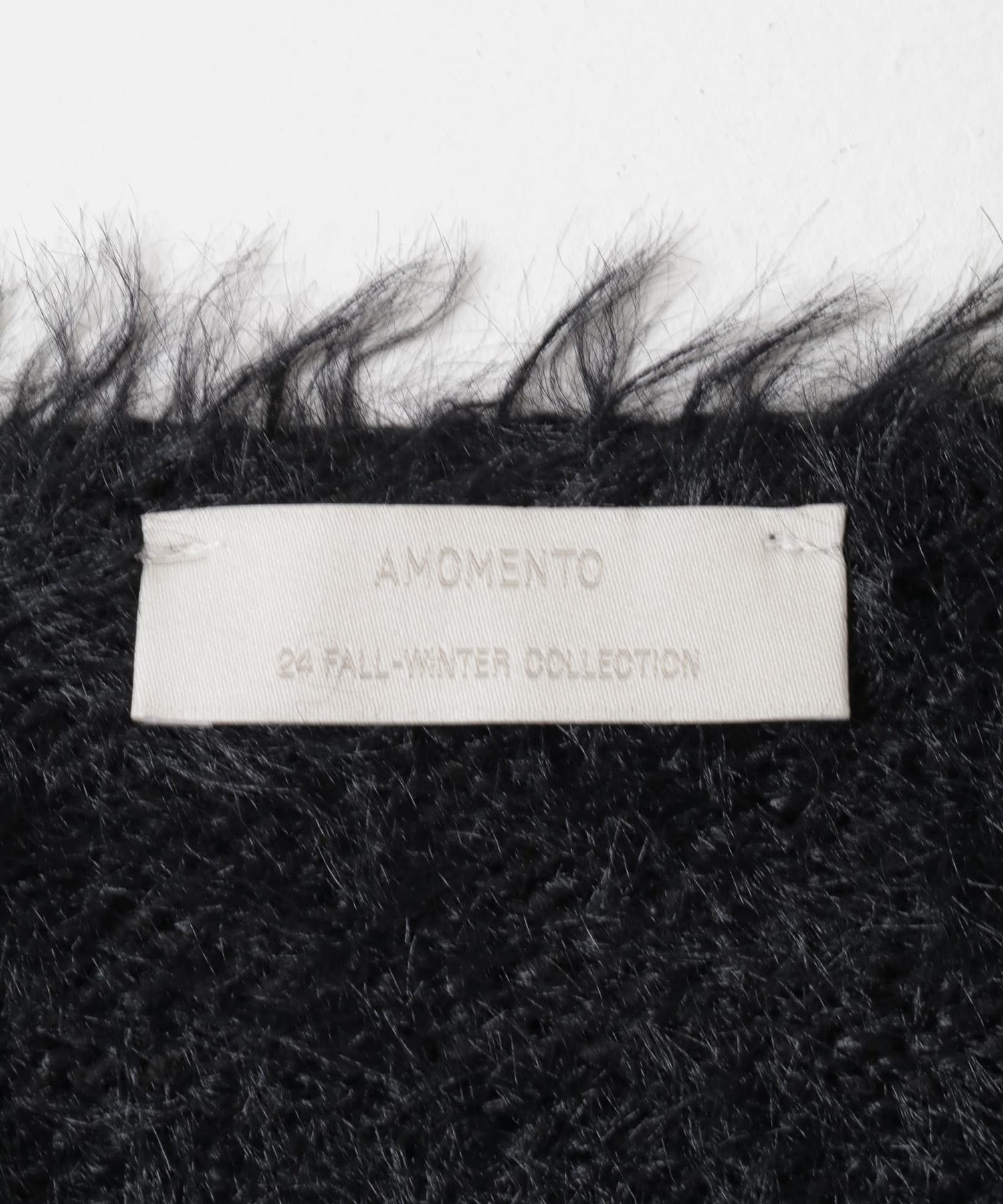 AMOMENTO　SHAGGY KNIT DRESS BLACK 0