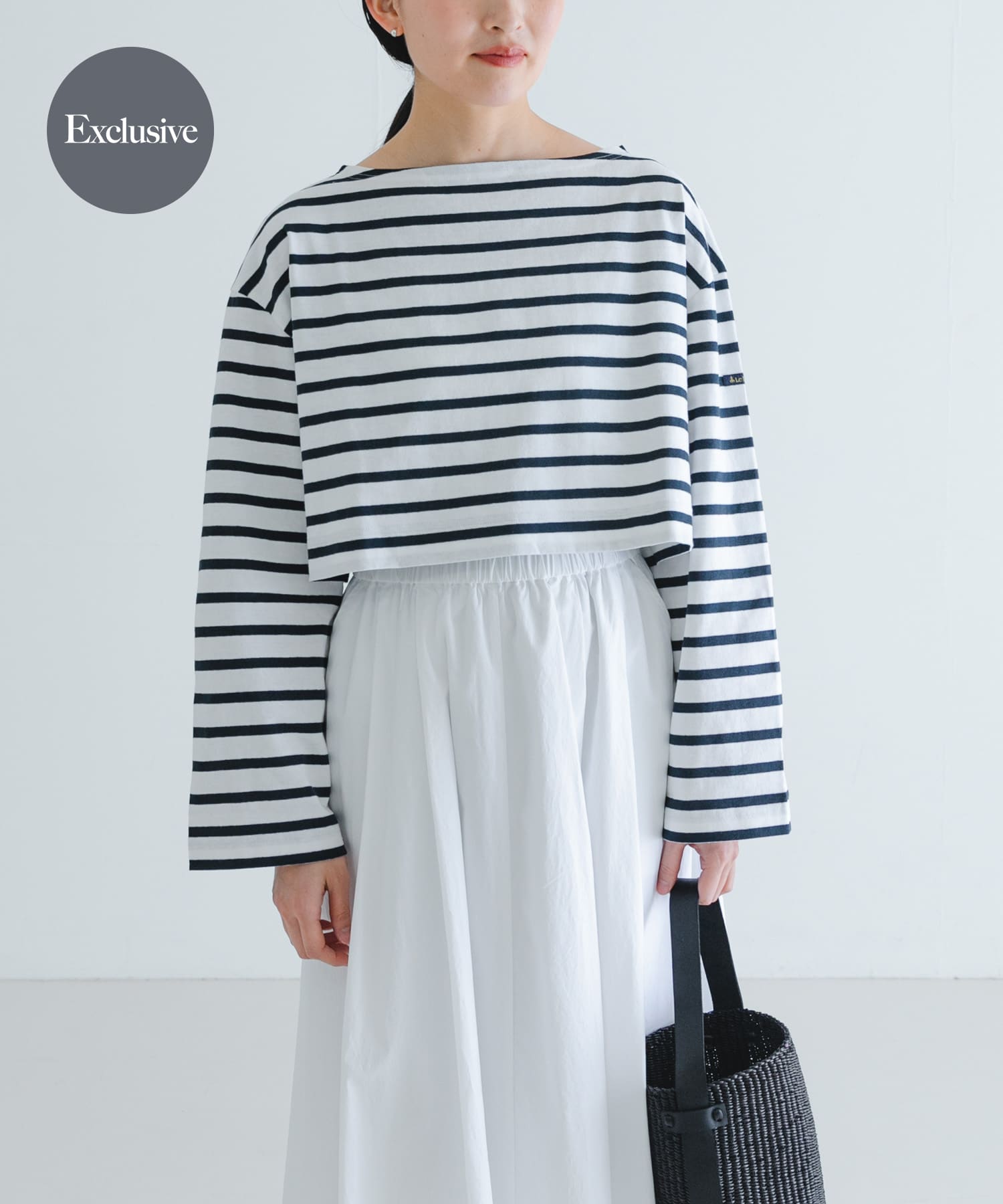 『別注』Le minor×UR　Border cropped T-shirts