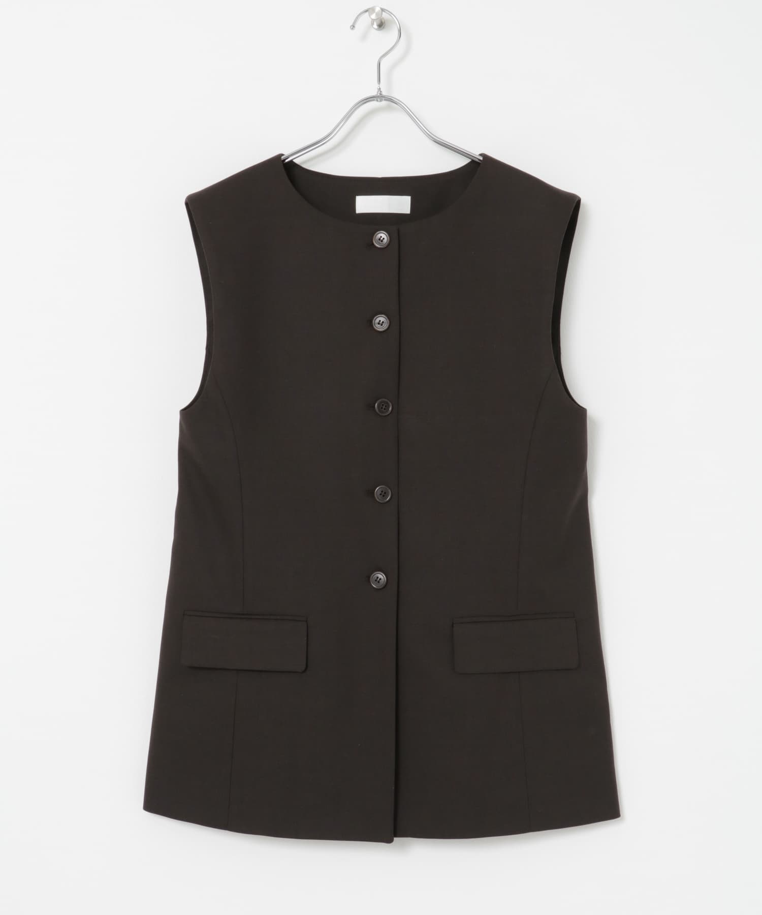 AMOMENTO　OVERSIZED BUTTON UP VEST DARK BROWN 0