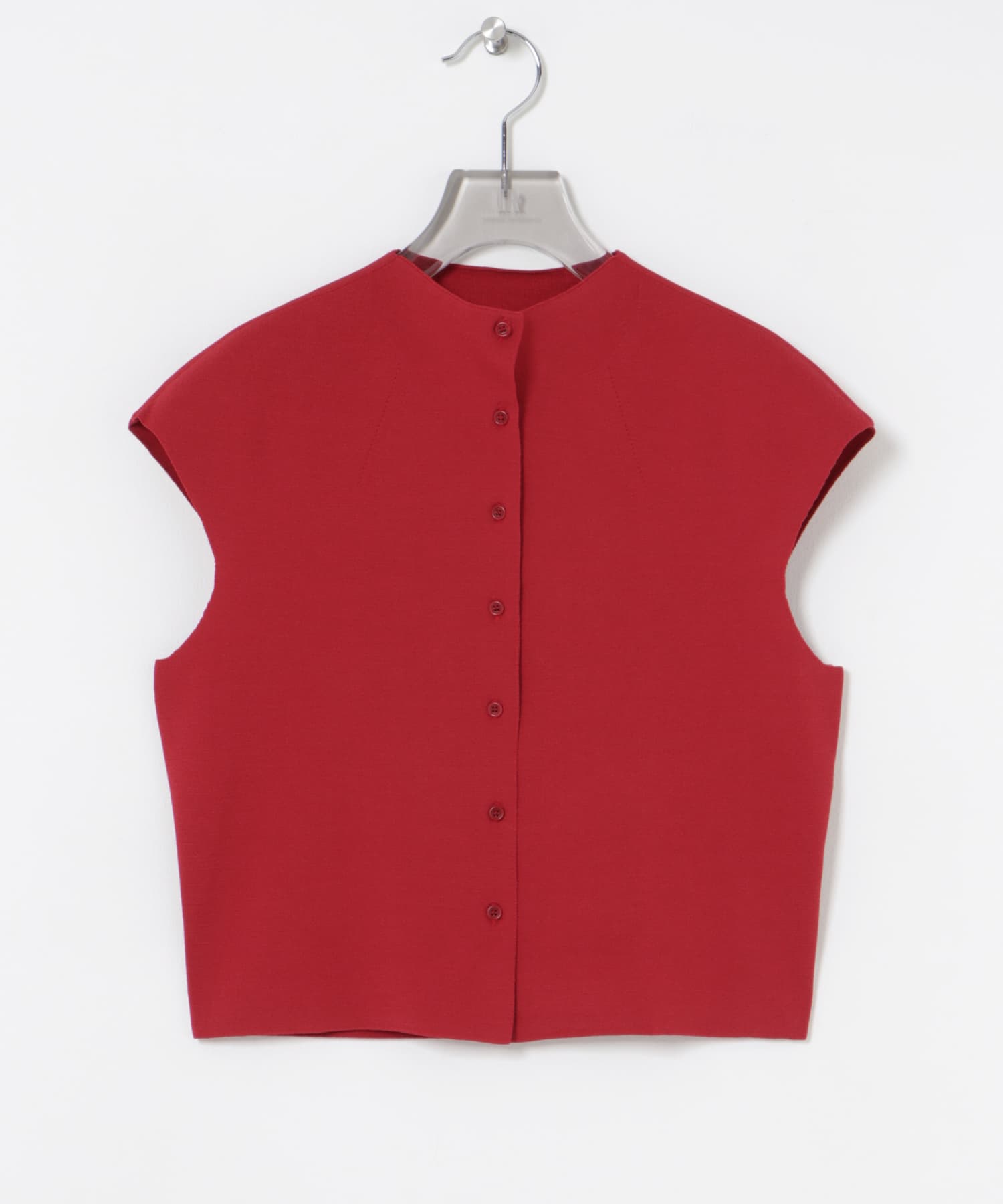 AMOMENTO　WHOLEGARMENT CAP SLEEVE CARDIGAN RED 0