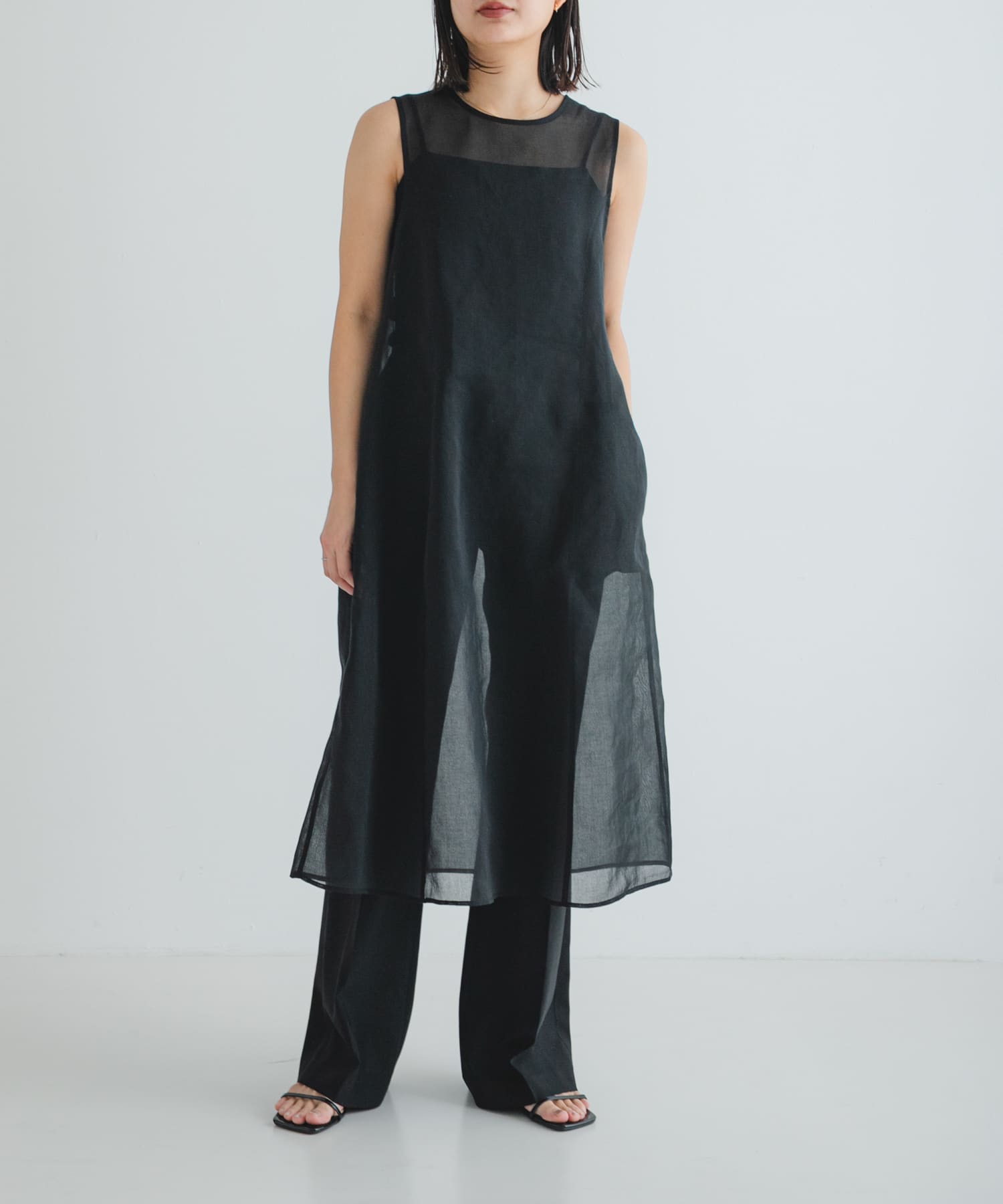 AMOMENTO　SHEER LONG DRESS