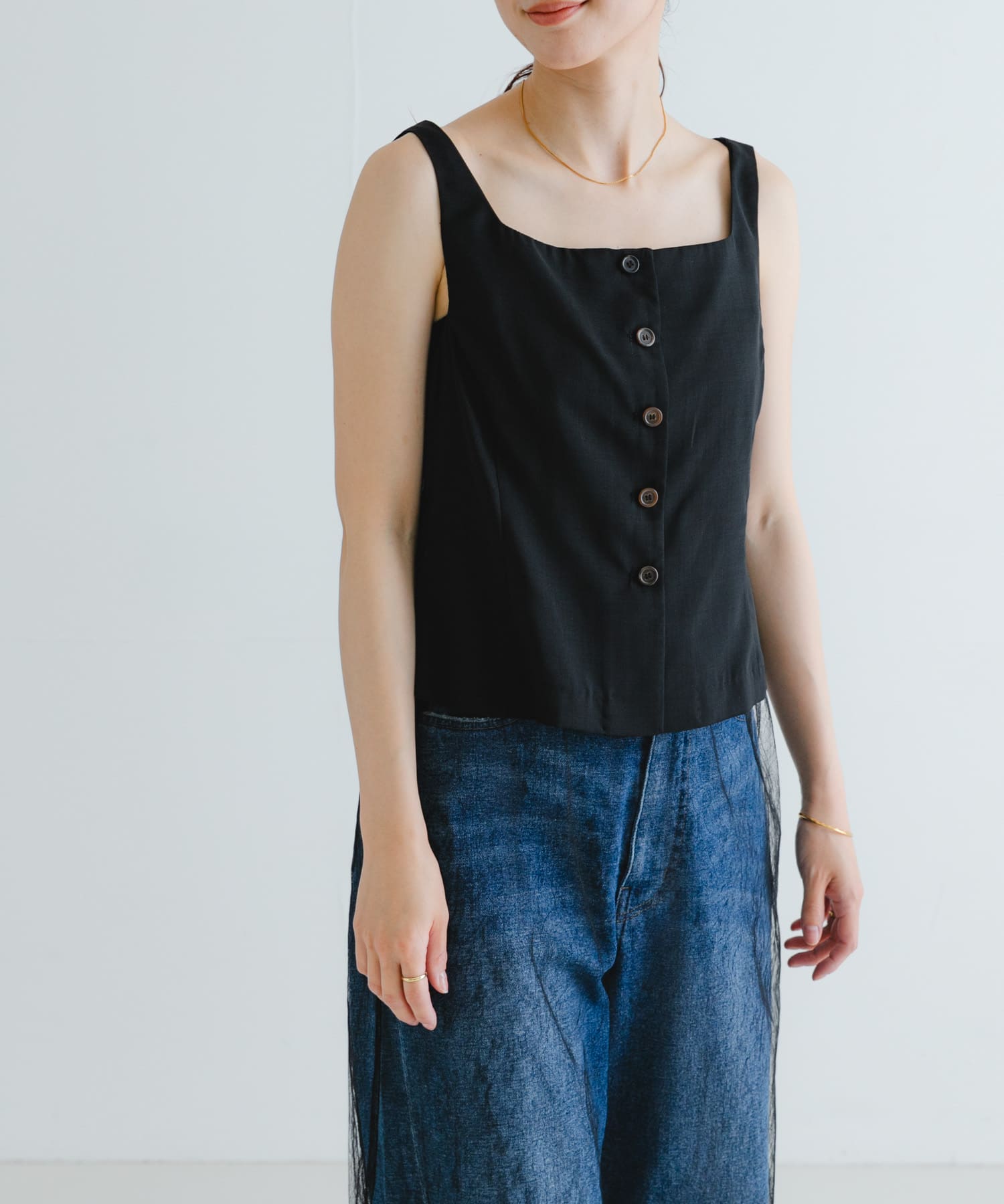 AMOMENTO　SCOOP NECK TWO WAY VEST AMOMENTO SCOOP NECK TWO WAY VEST(0 BLACK): トップス｜URBAN