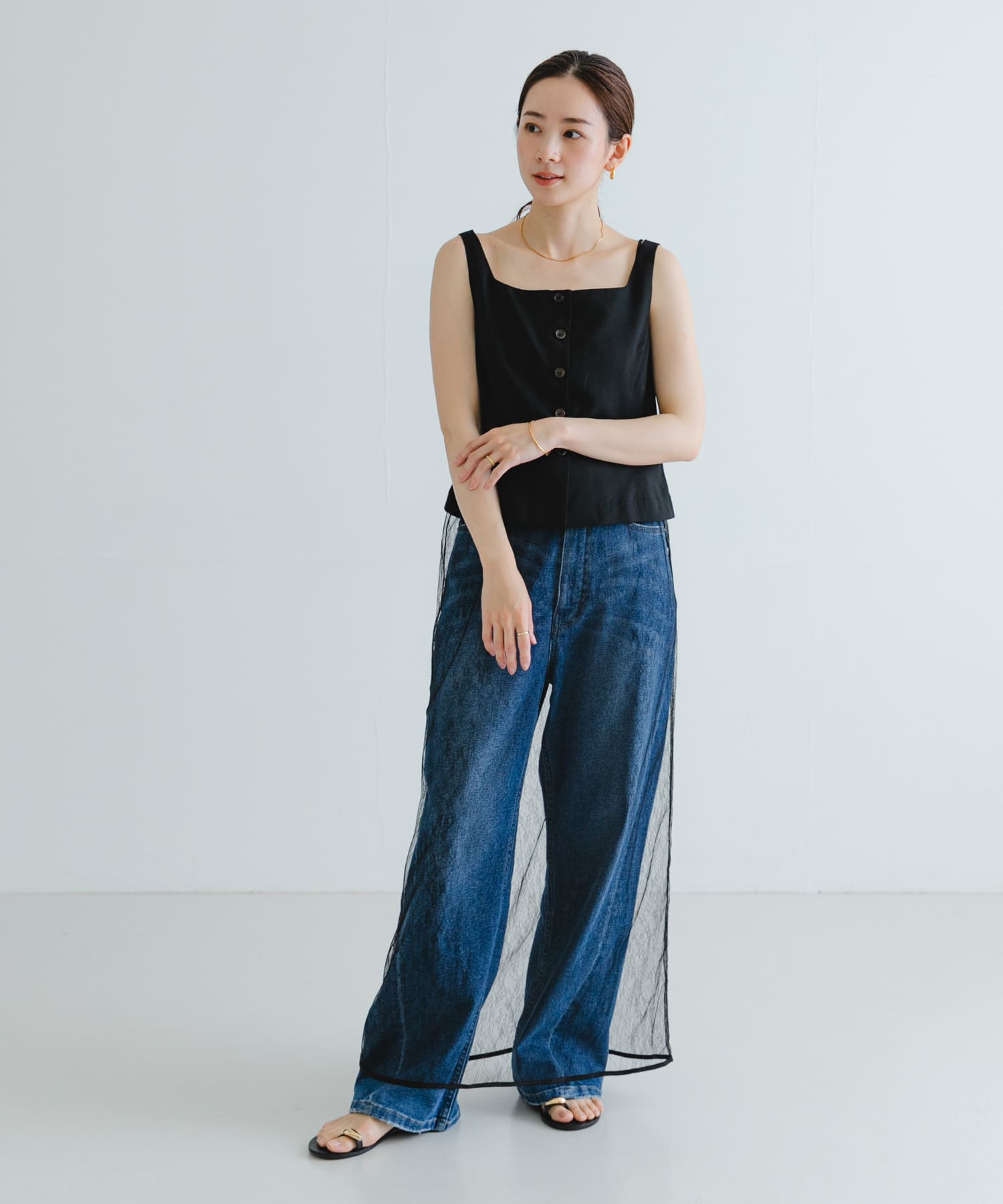 AMOMENTO　SCOOP NECK TWO WAY VEST AMOMENTO SCOOP NECK TWO WAY VEST(0 BLACK): トップス｜URBAN