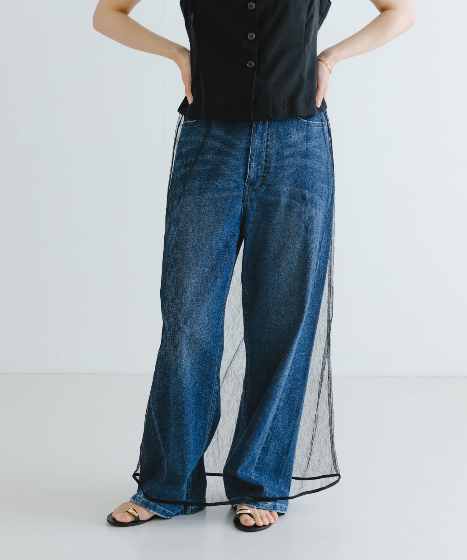 AMOMENTO　SHEER LACE LONG SKIRT