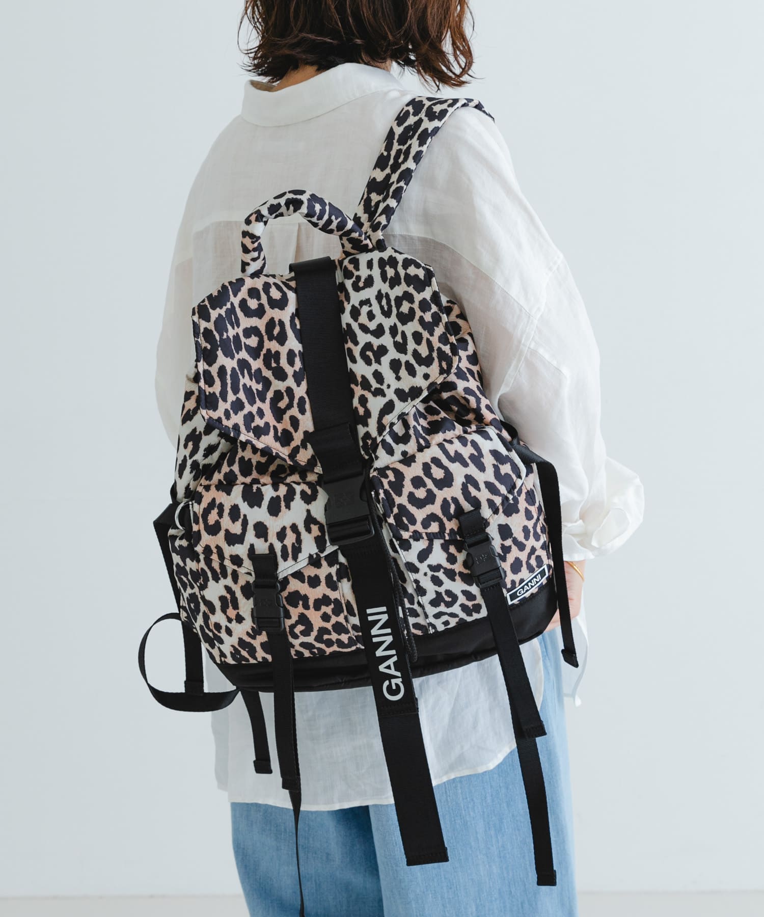 GANNI　Recycled Tech Backpack P Leopard -