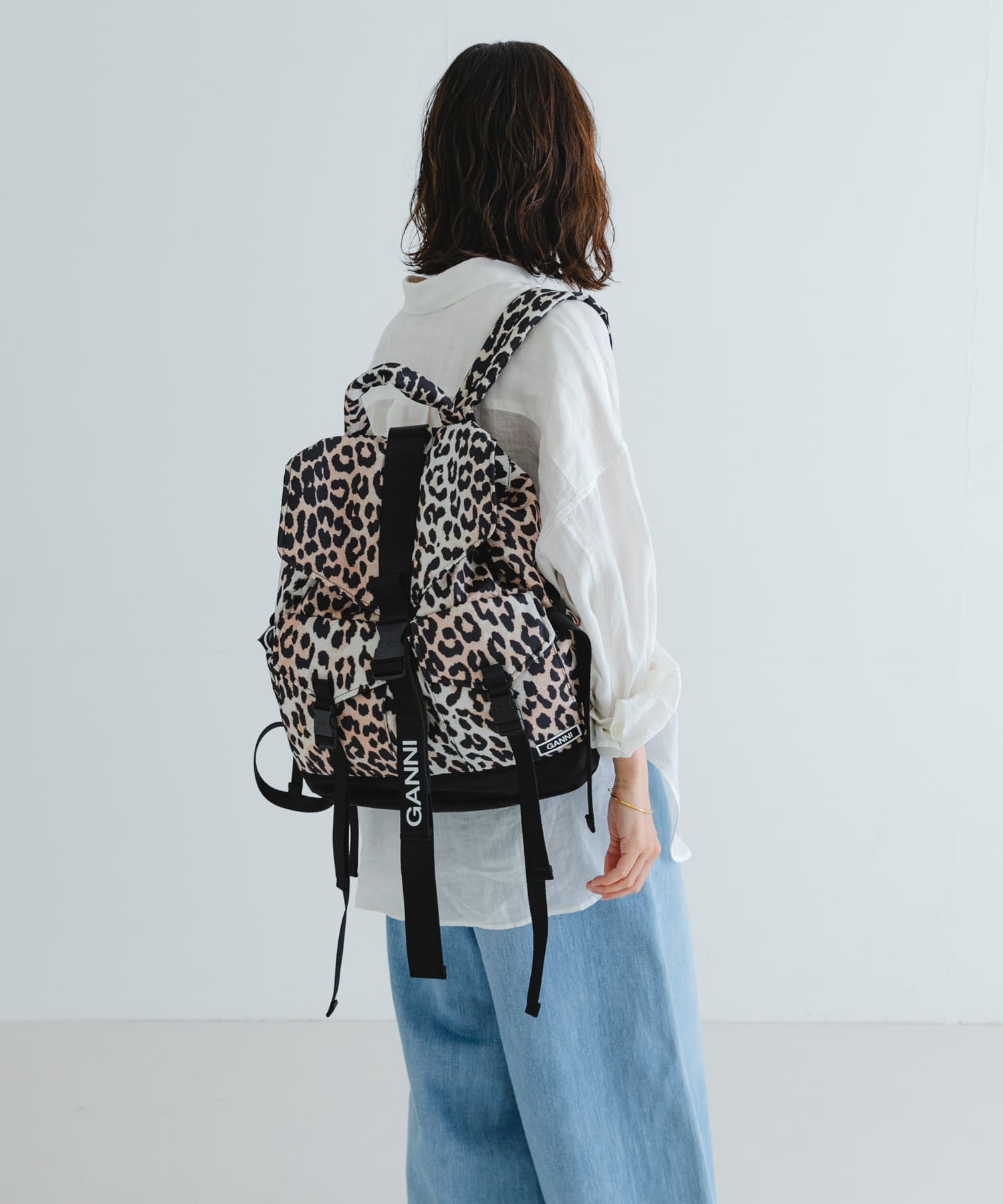 GANNI　Recycled Tech Backpack P Leopard -