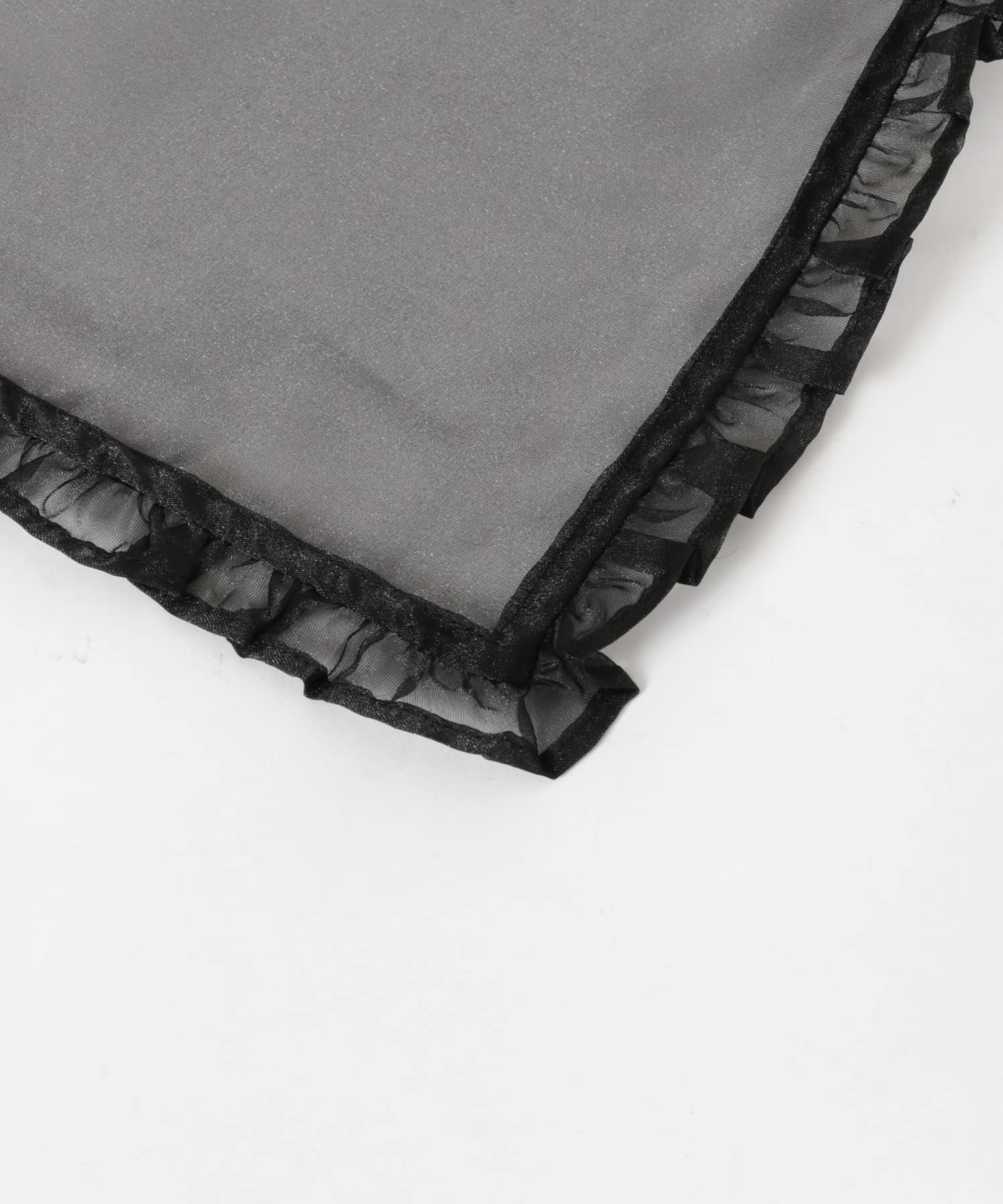 GANNI　Silk Organza Frill Scarf Black -