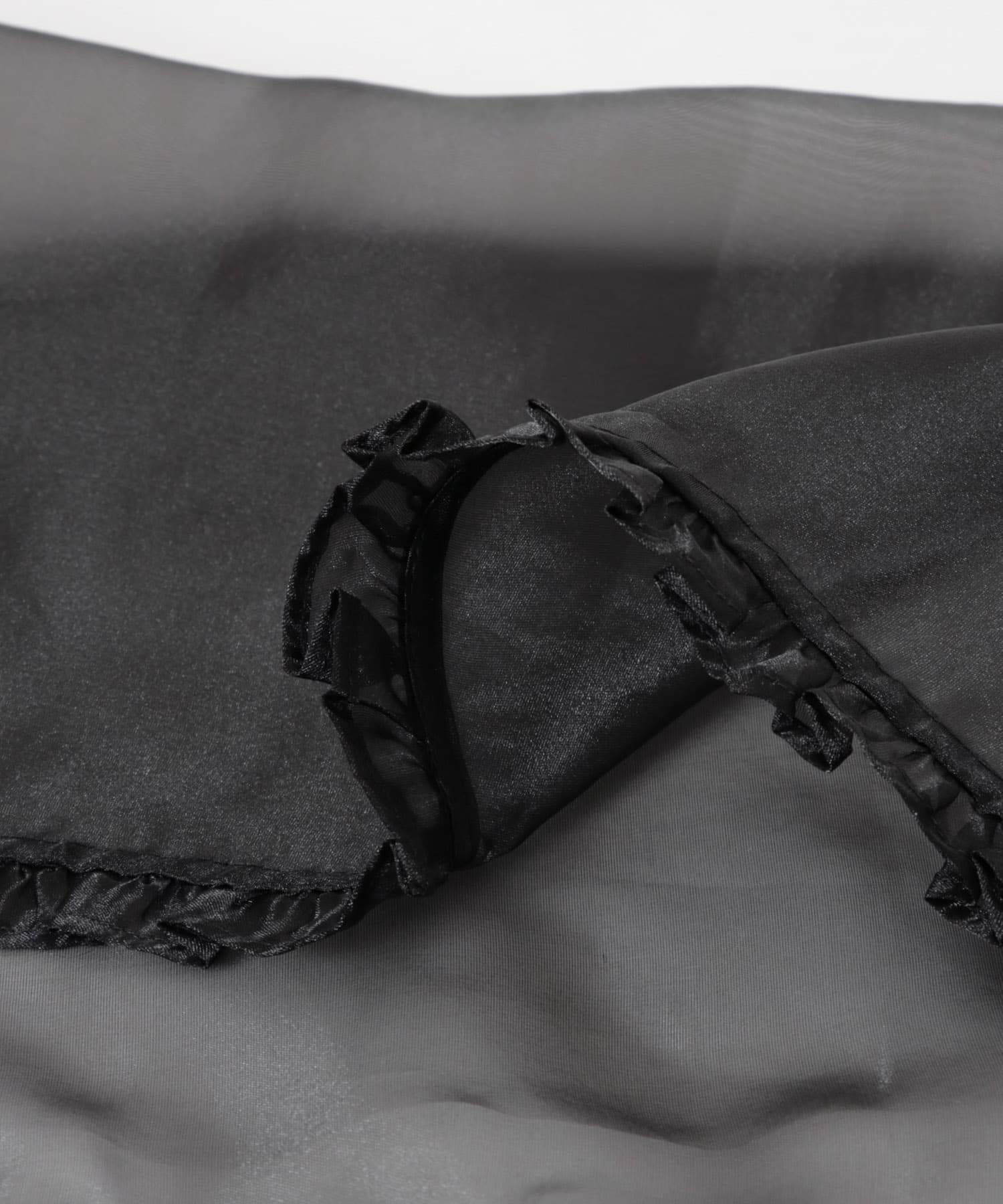 GANNI　Silk Organza Frill Scarf Black -