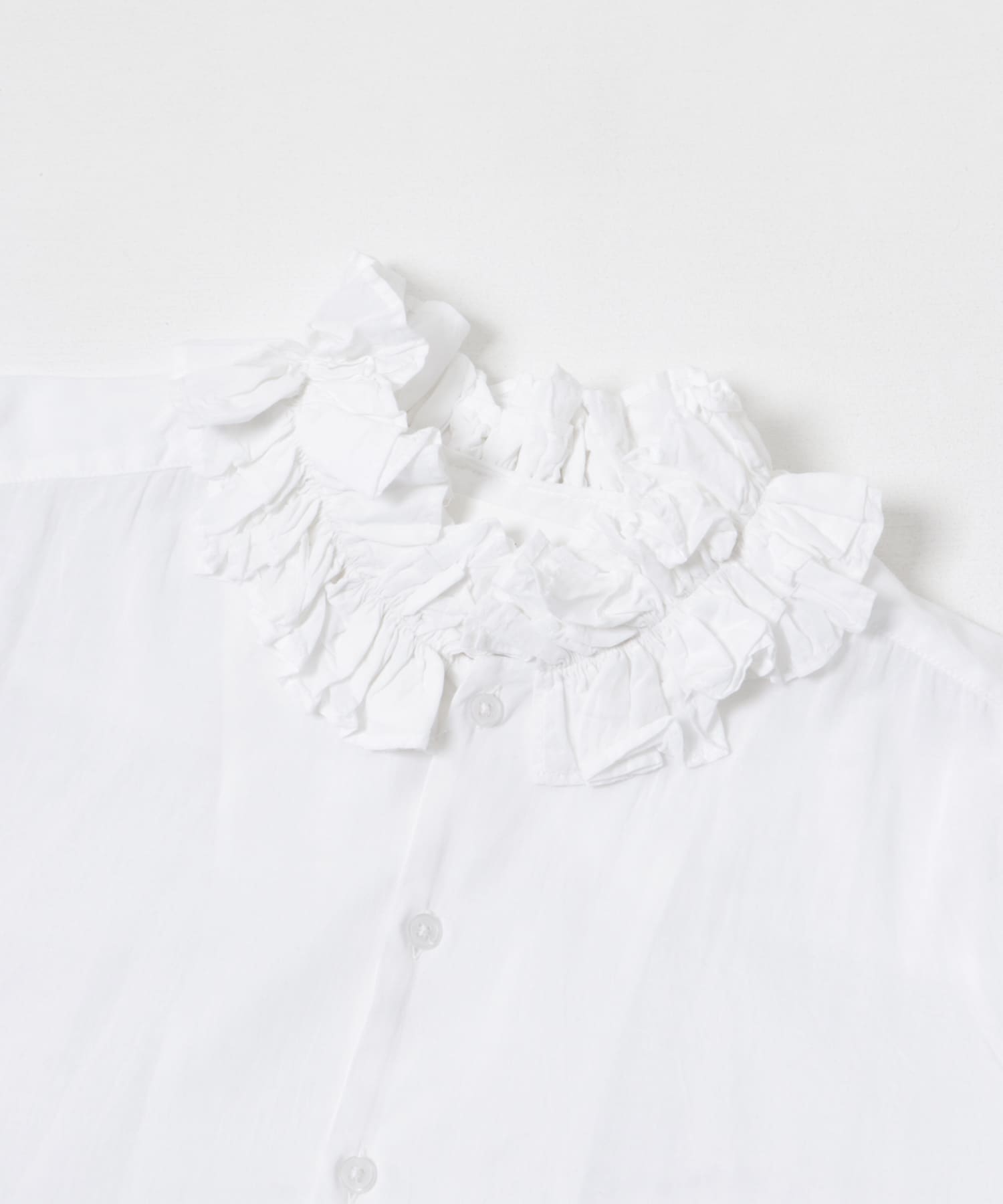 crinkle crinkle crinkle　cotton frill coller shirts WHITE FREE