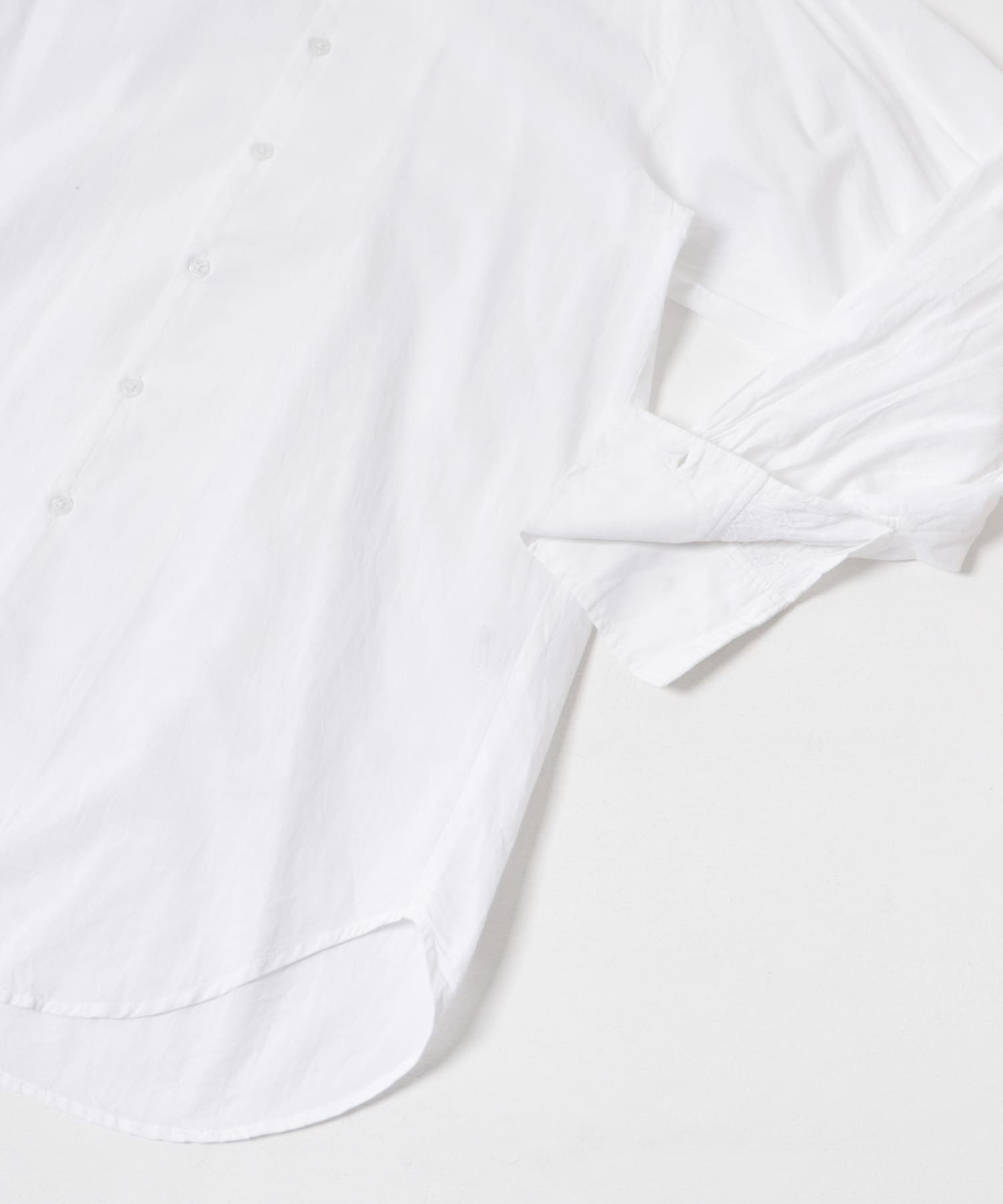 crinkle crinkle crinkle　cotton frill coller shirts WHITE FREE