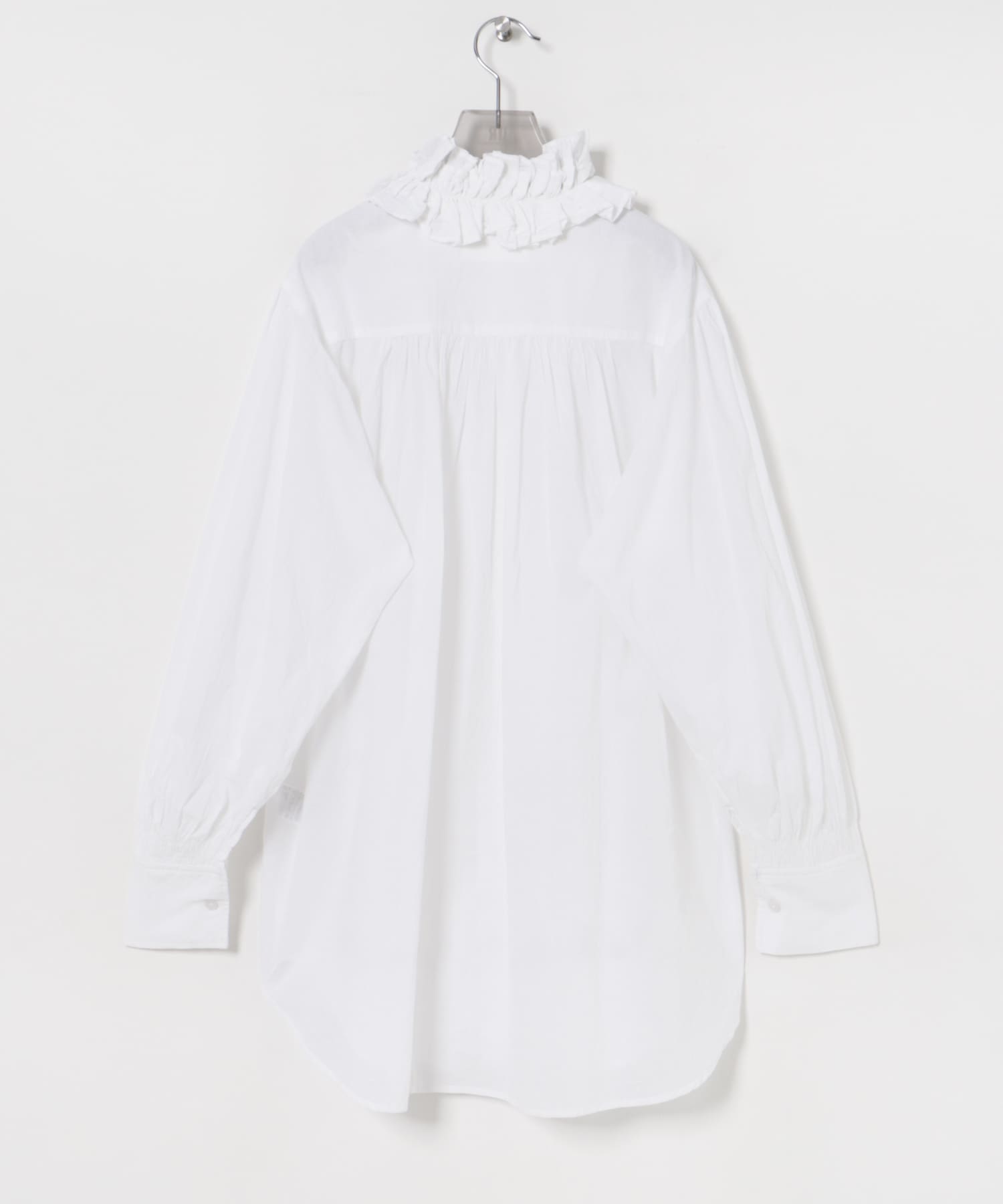 crinkle crinkle crinkle　cotton frill coller shirts WHITE FREE