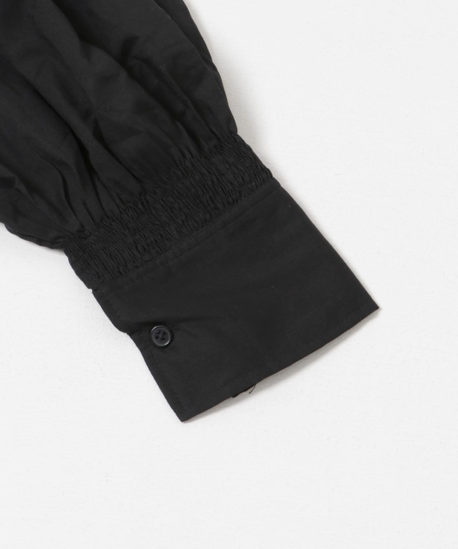 crinkle crinkle crinkle　cotton frill coller shirts BLACK FREE