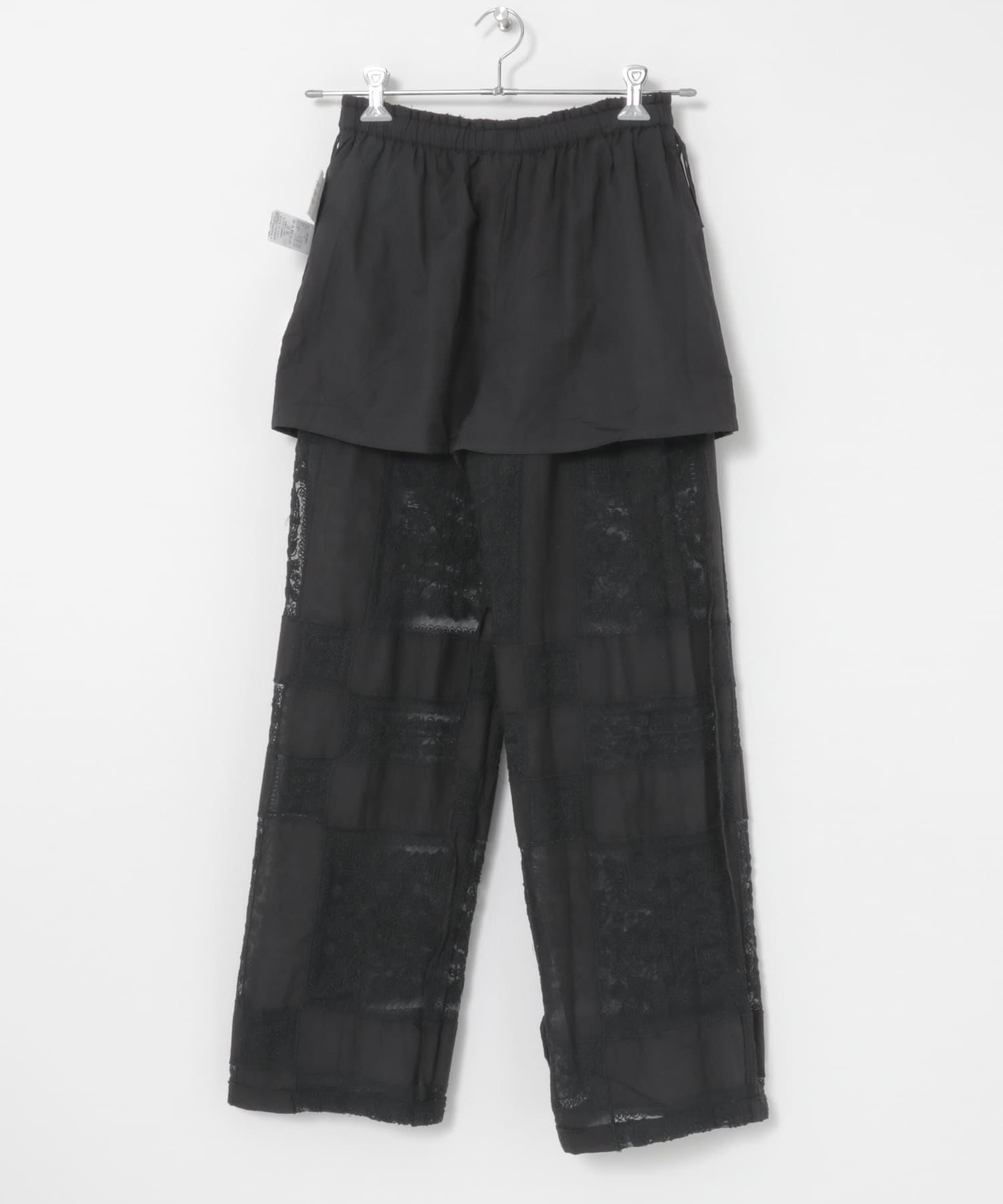 crinkle crinkle crinkle　patchwork embroidery pants BLACK FREE