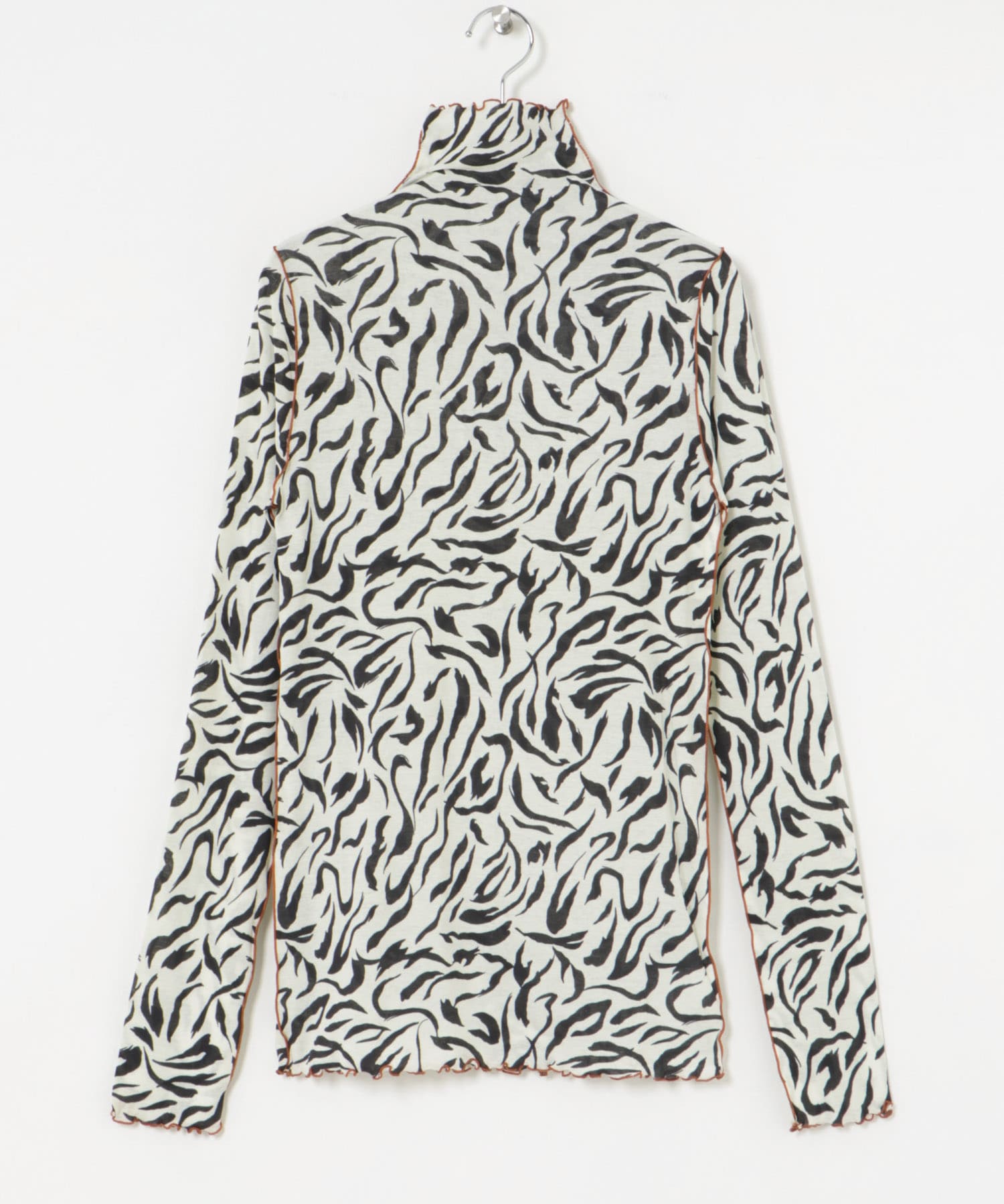 HAKUJI　Hand-painted print rib Long-sleeve Black one