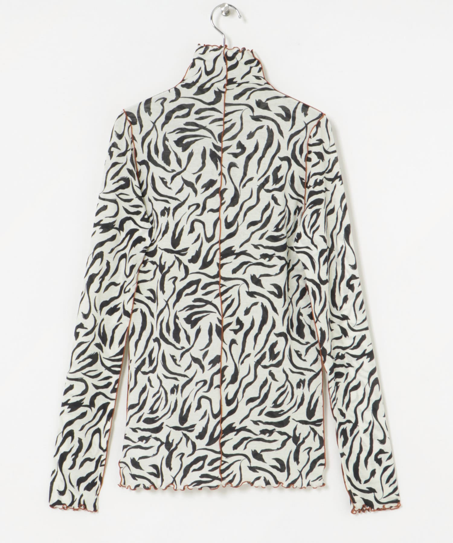 HAKUJI　Hand-painted print rib Long-sleeve Black one