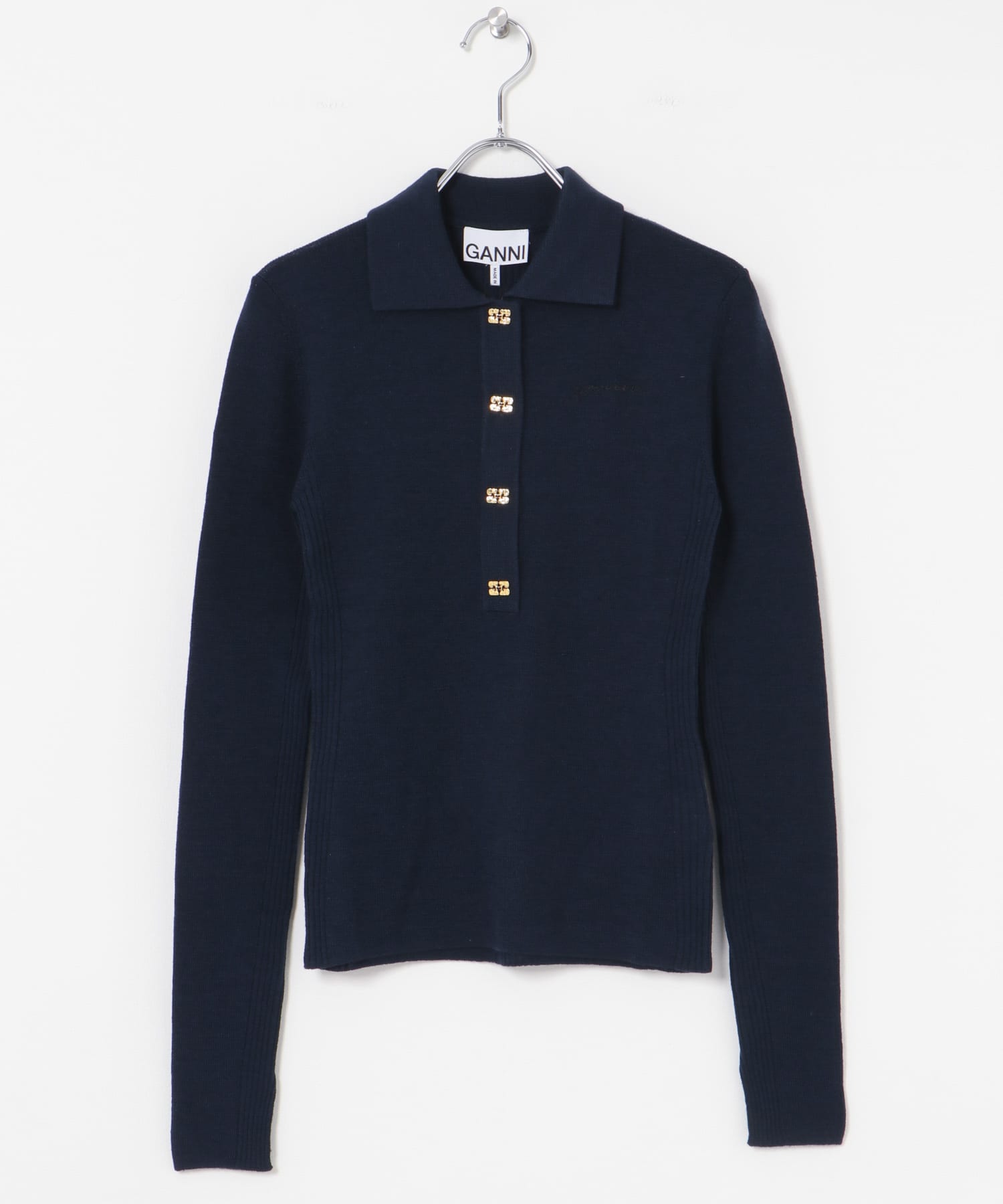 GANNI　Mini Ribbed Merino Polo